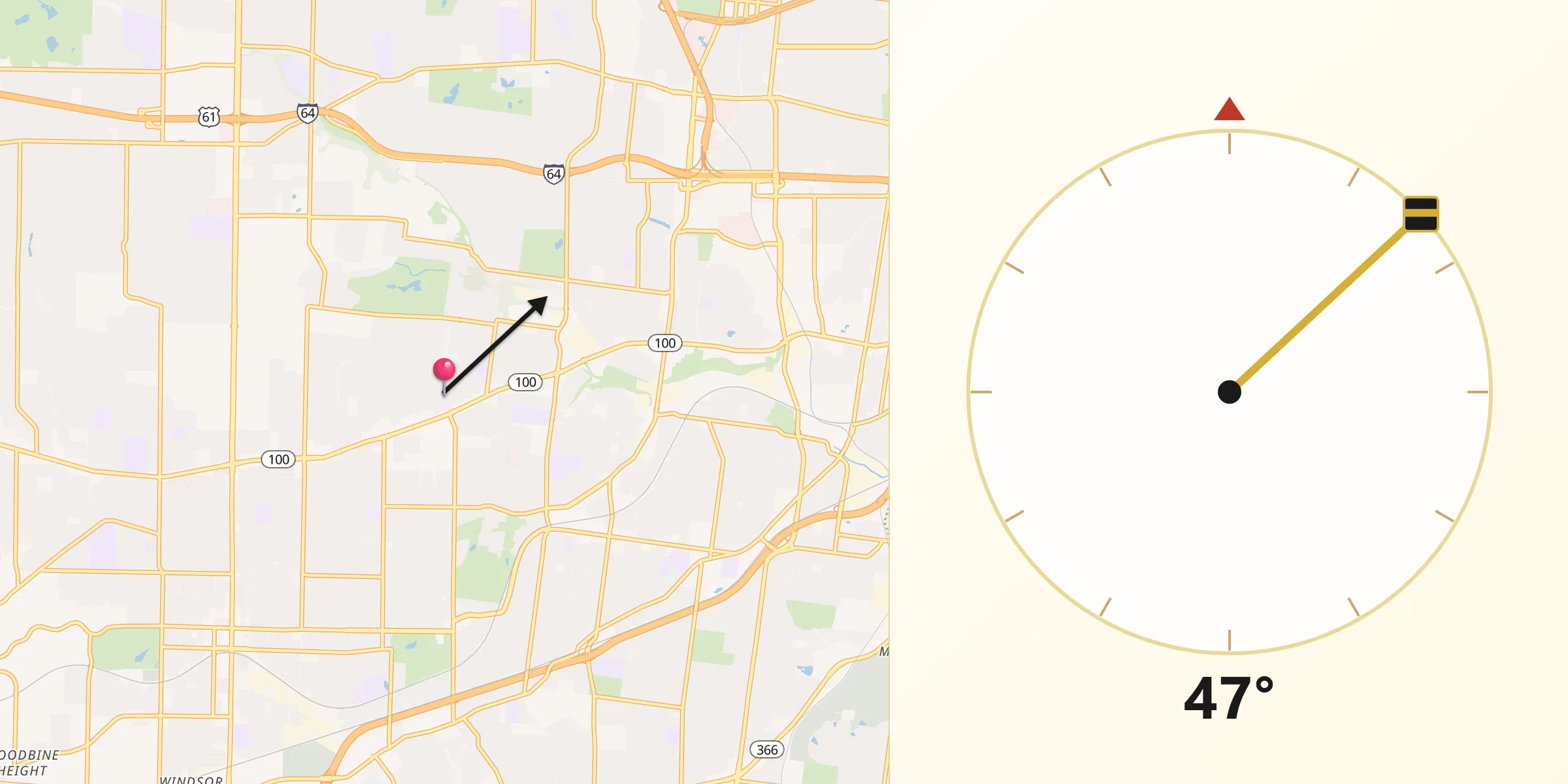 Qibla Direction from Rock Hill