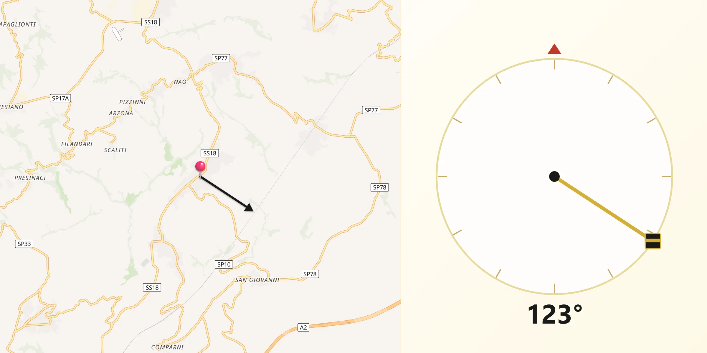 Direzione della Qibla da Mileto