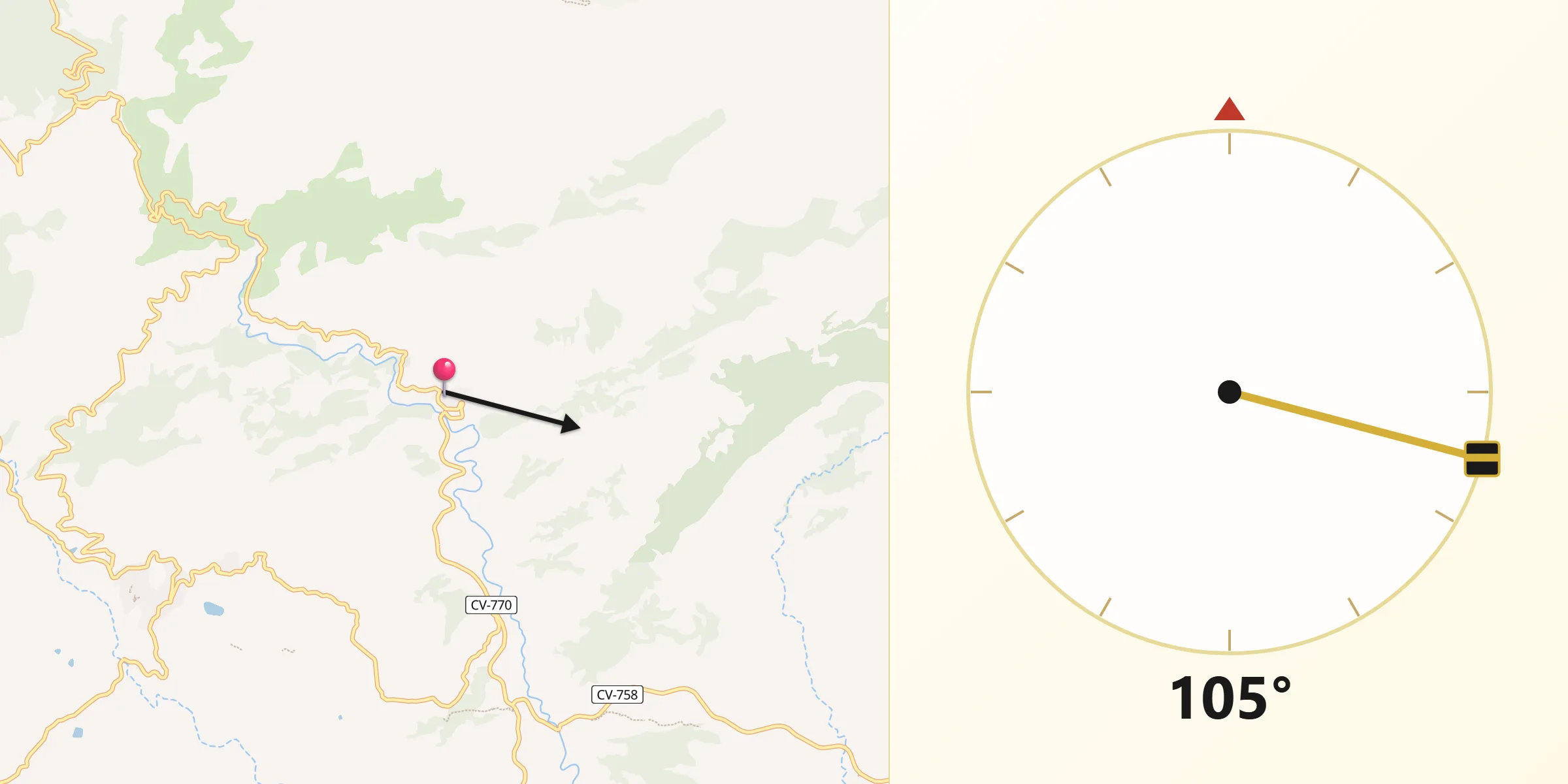 Dirección de la Qibla desde Sella