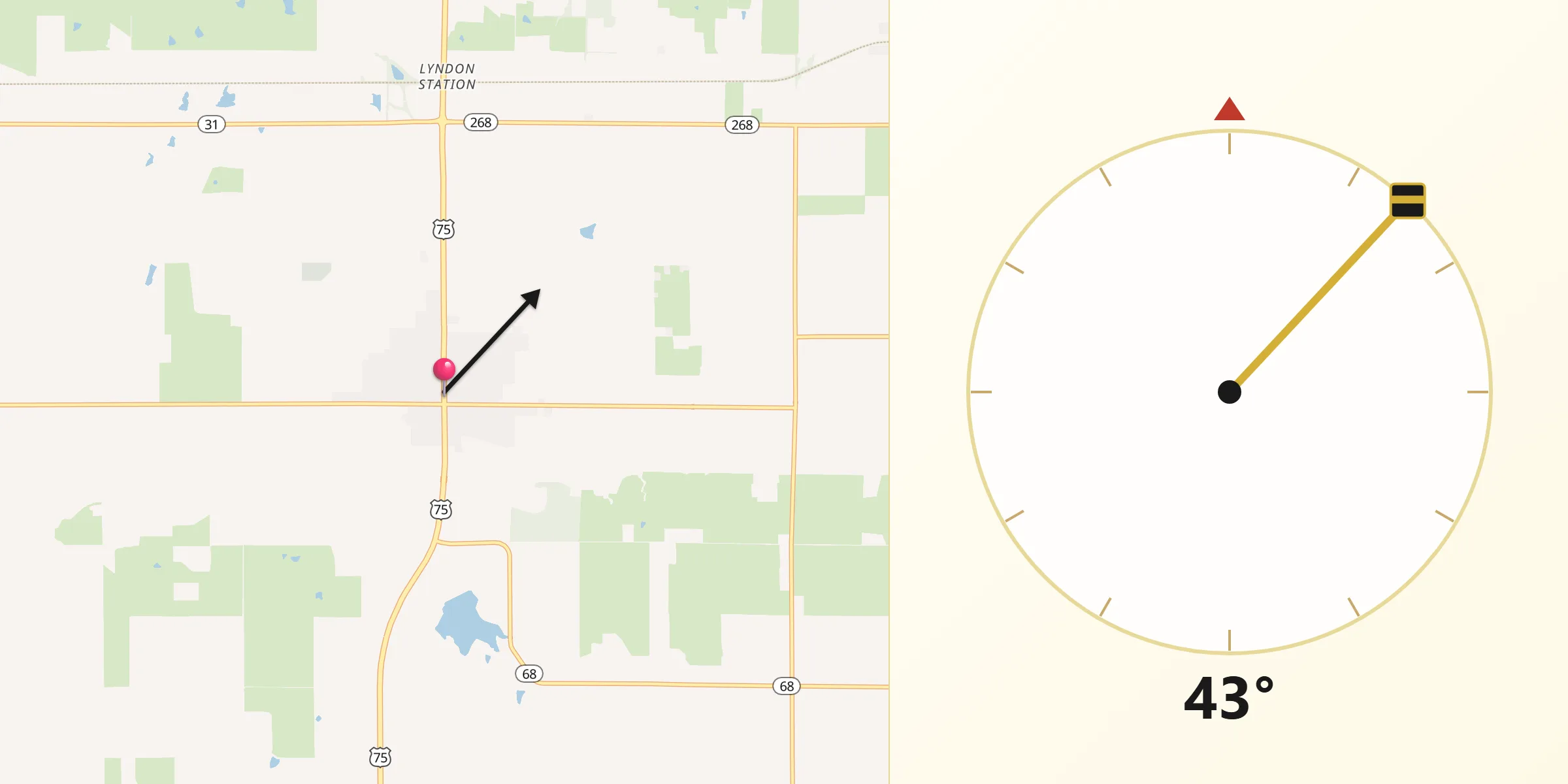 Qibla Direction from Lyndon