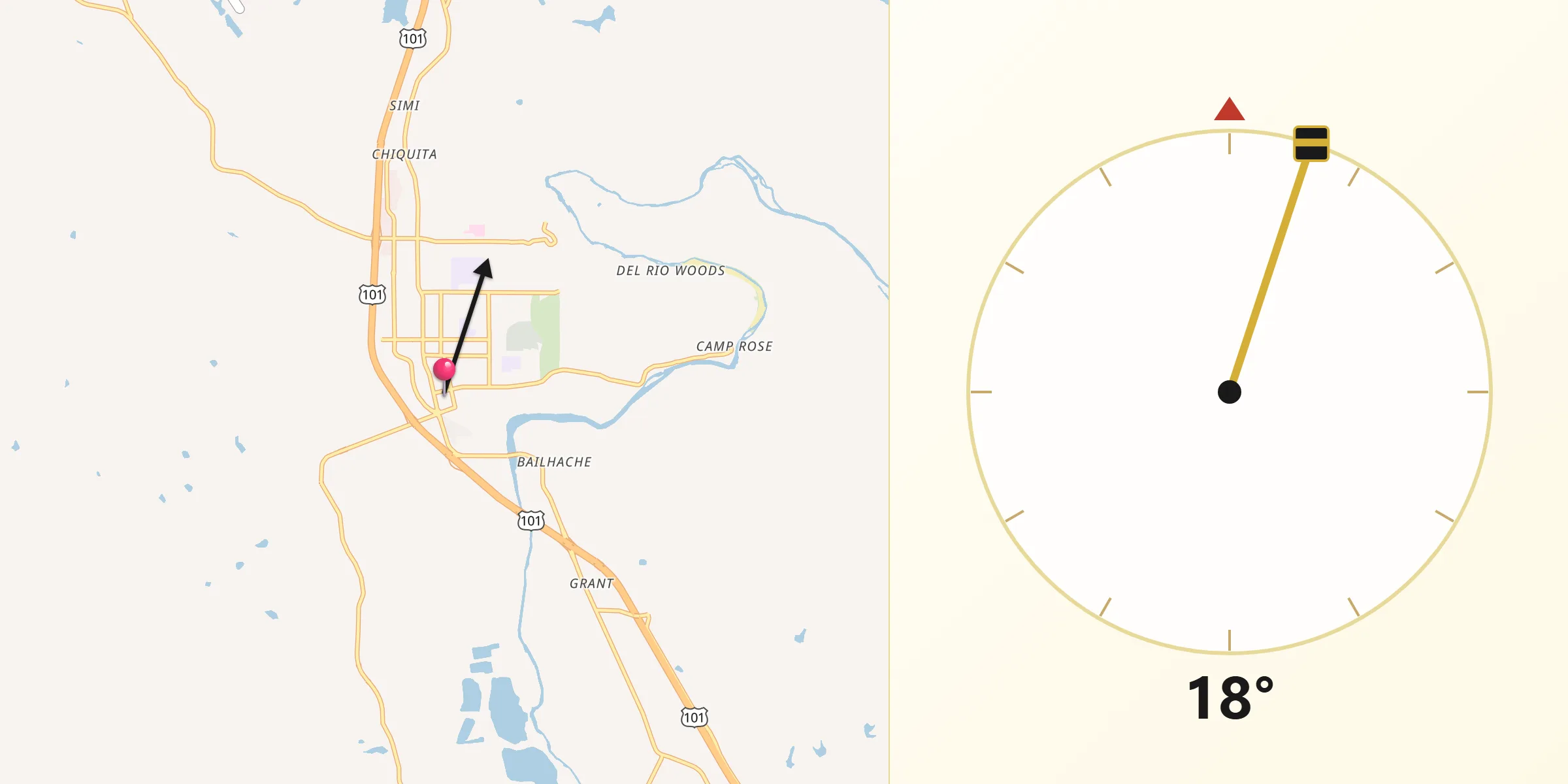 Qibla Direction from Healdsburg