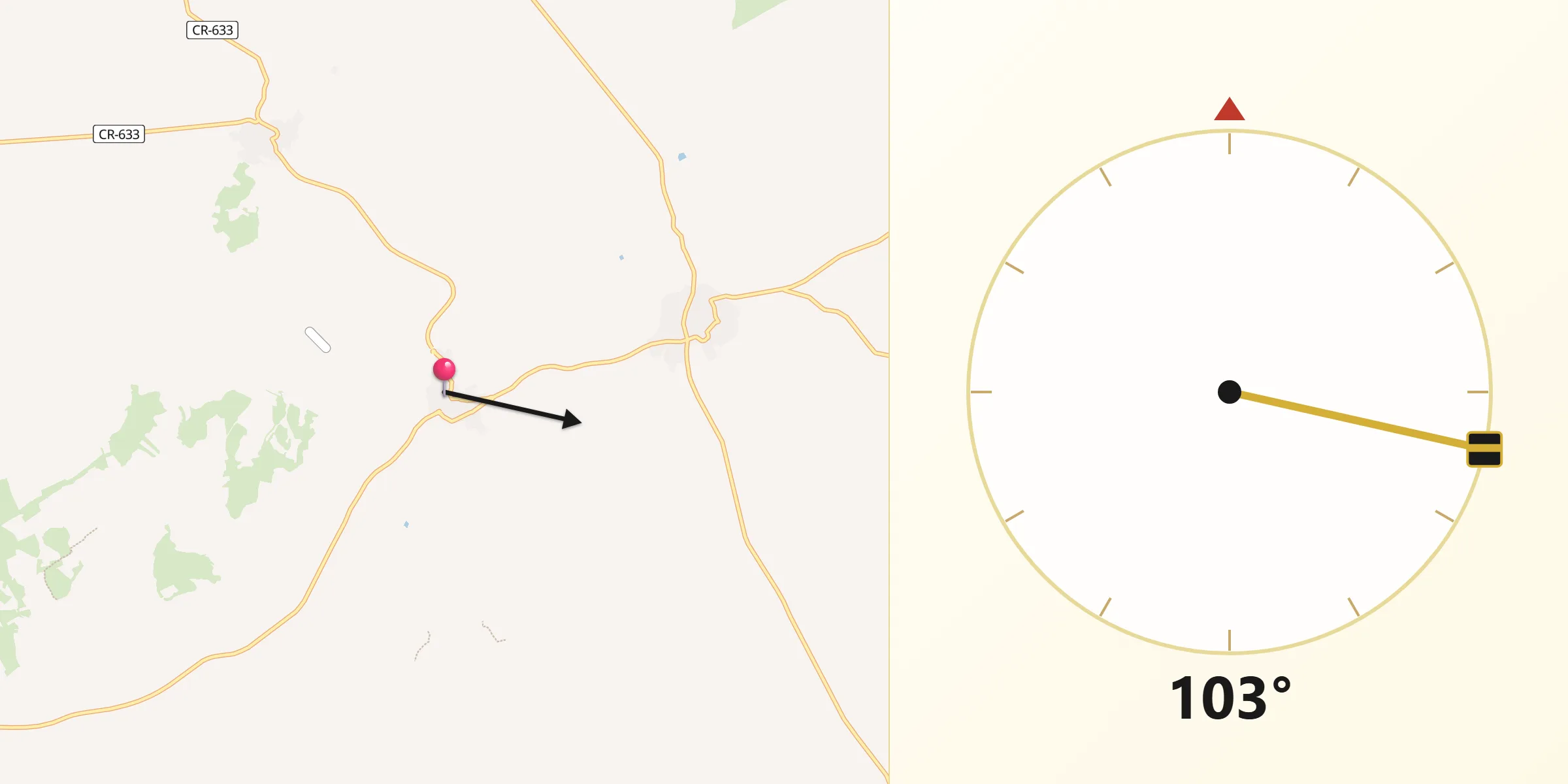 Dirección de la Qibla desde Terrinches