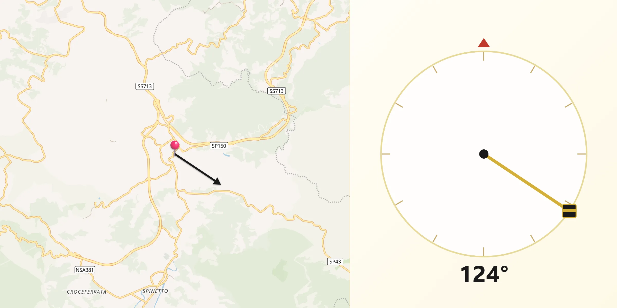 Direzione della Qibla da Simbario