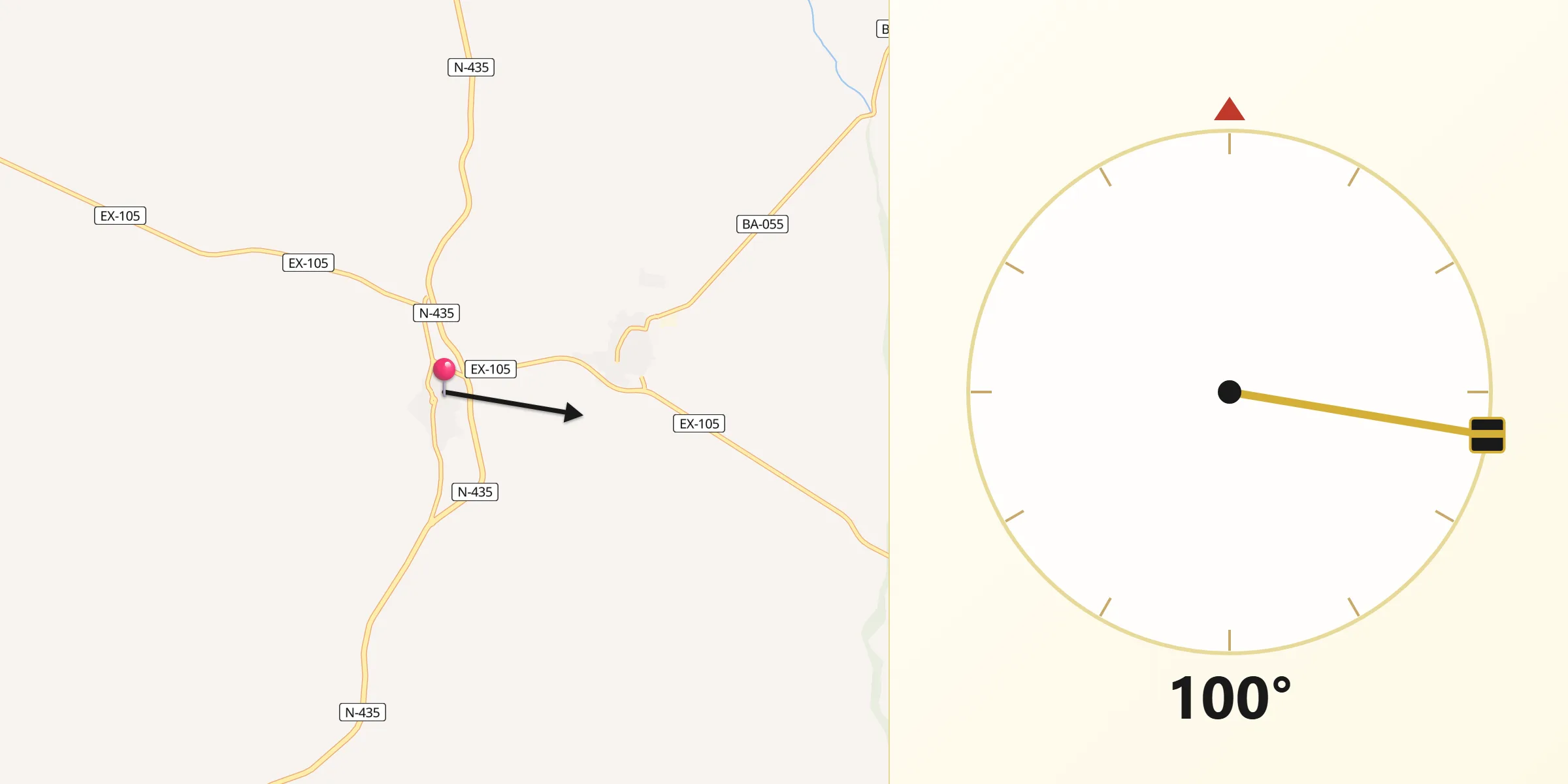 Dirección de la Qibla desde Almendral