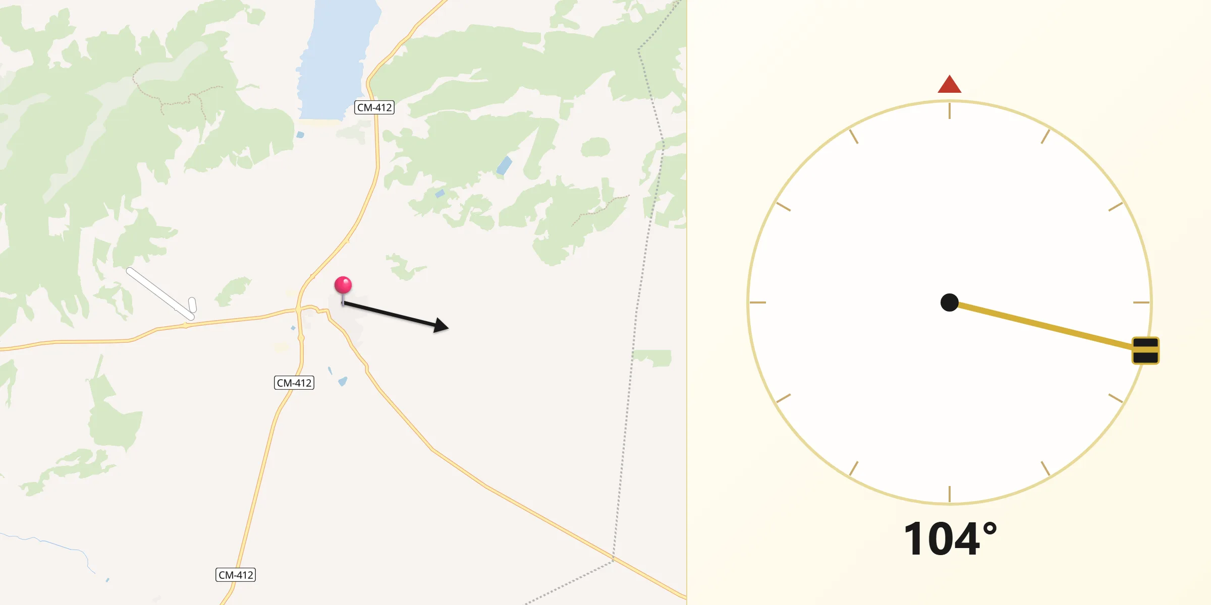Dirección de la Qibla desde Ontur