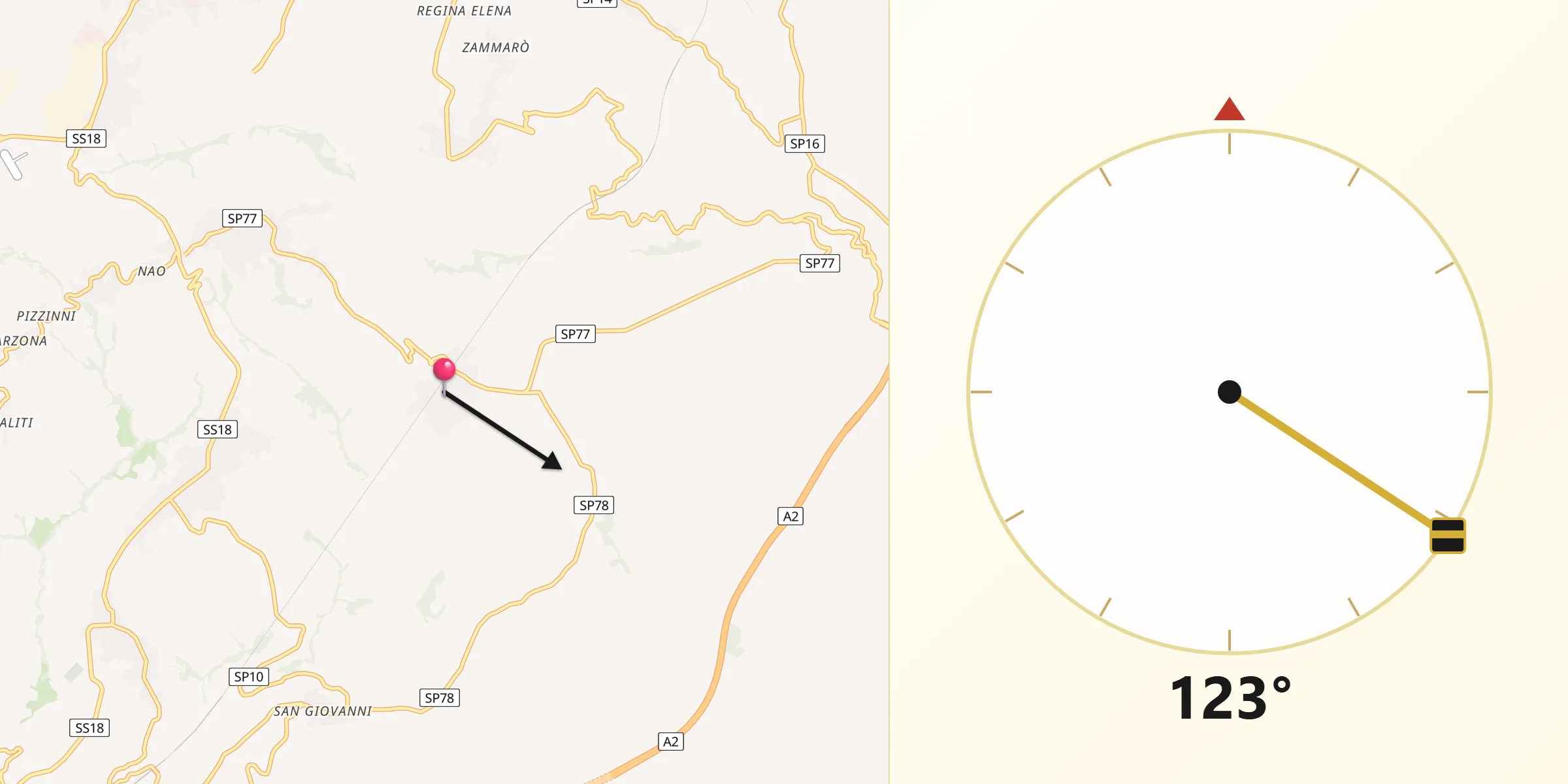 Direzione della Qibla da Francica