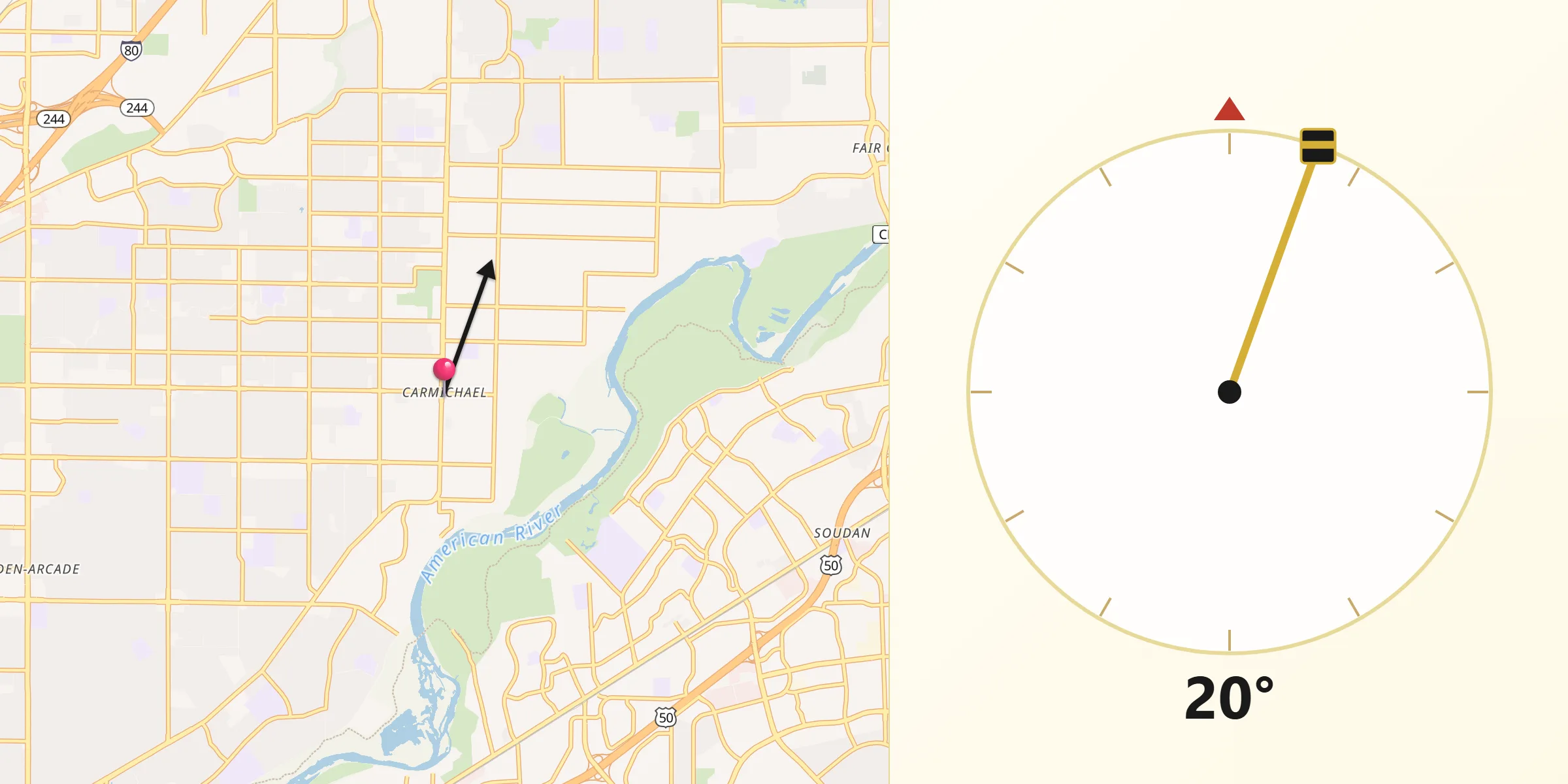 Qibla Direction from Carmichael