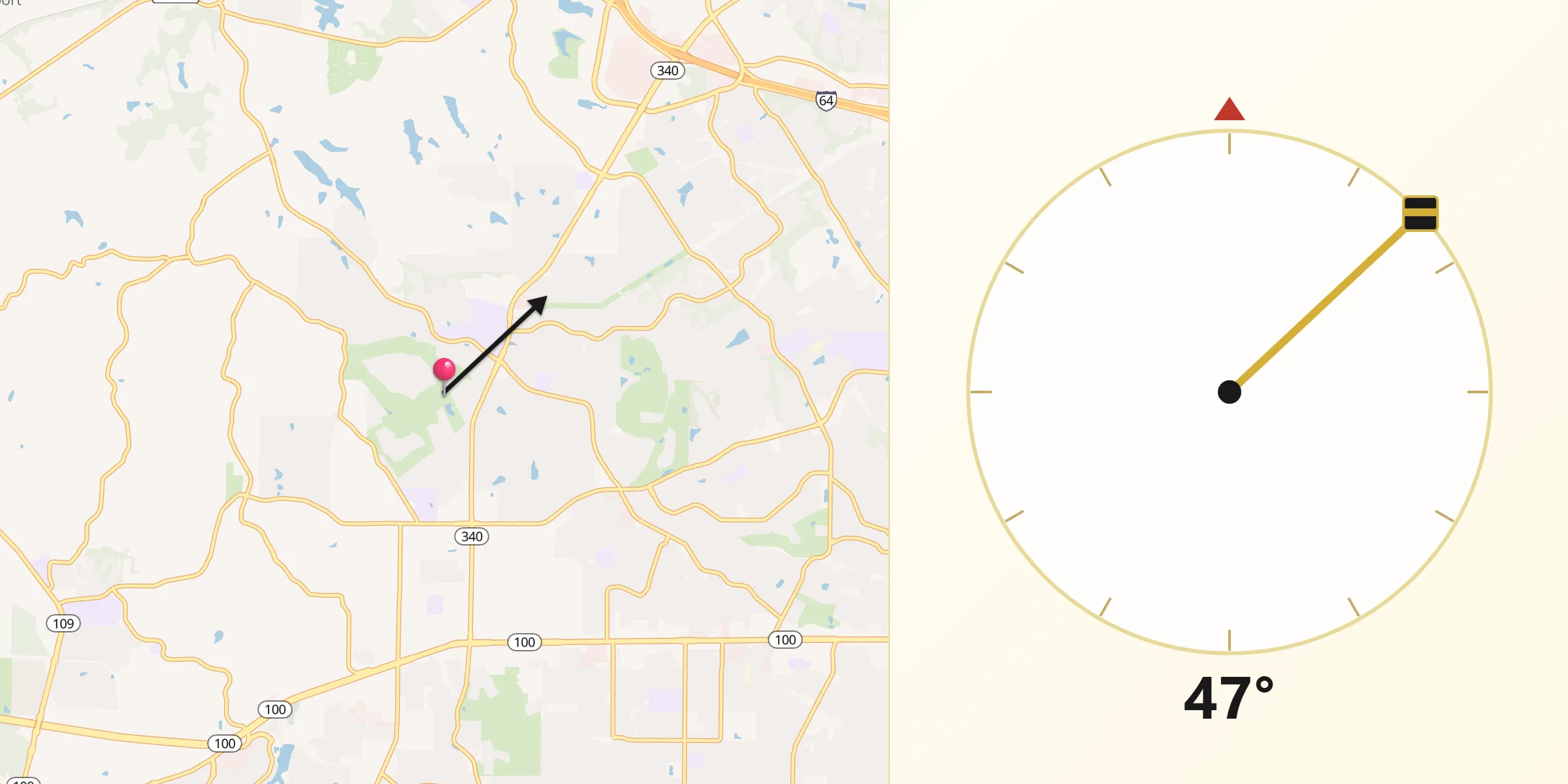 Qibla Direction from Clarkson Valley