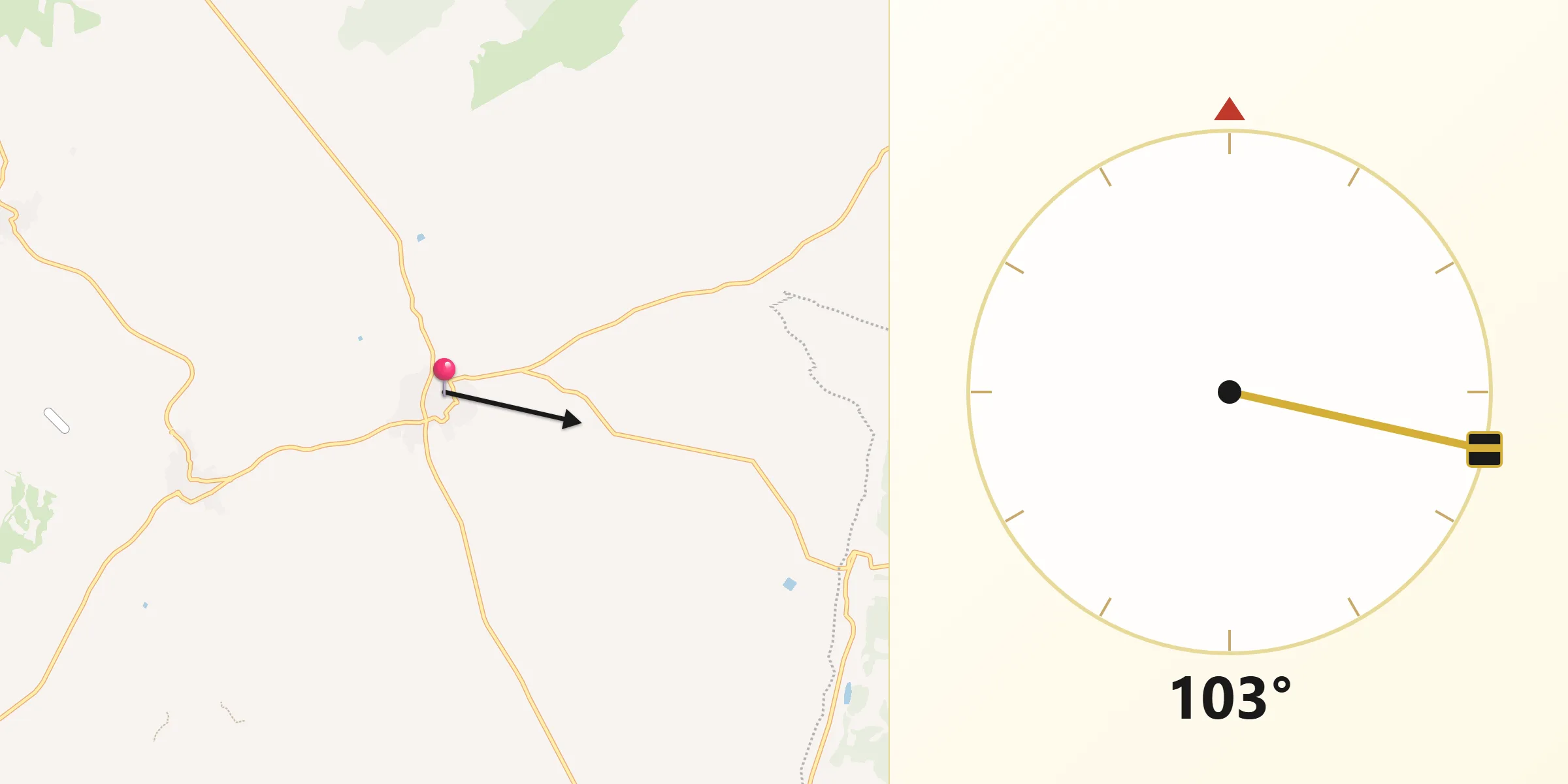 Dirección de la Qibla desde Albaladejo
