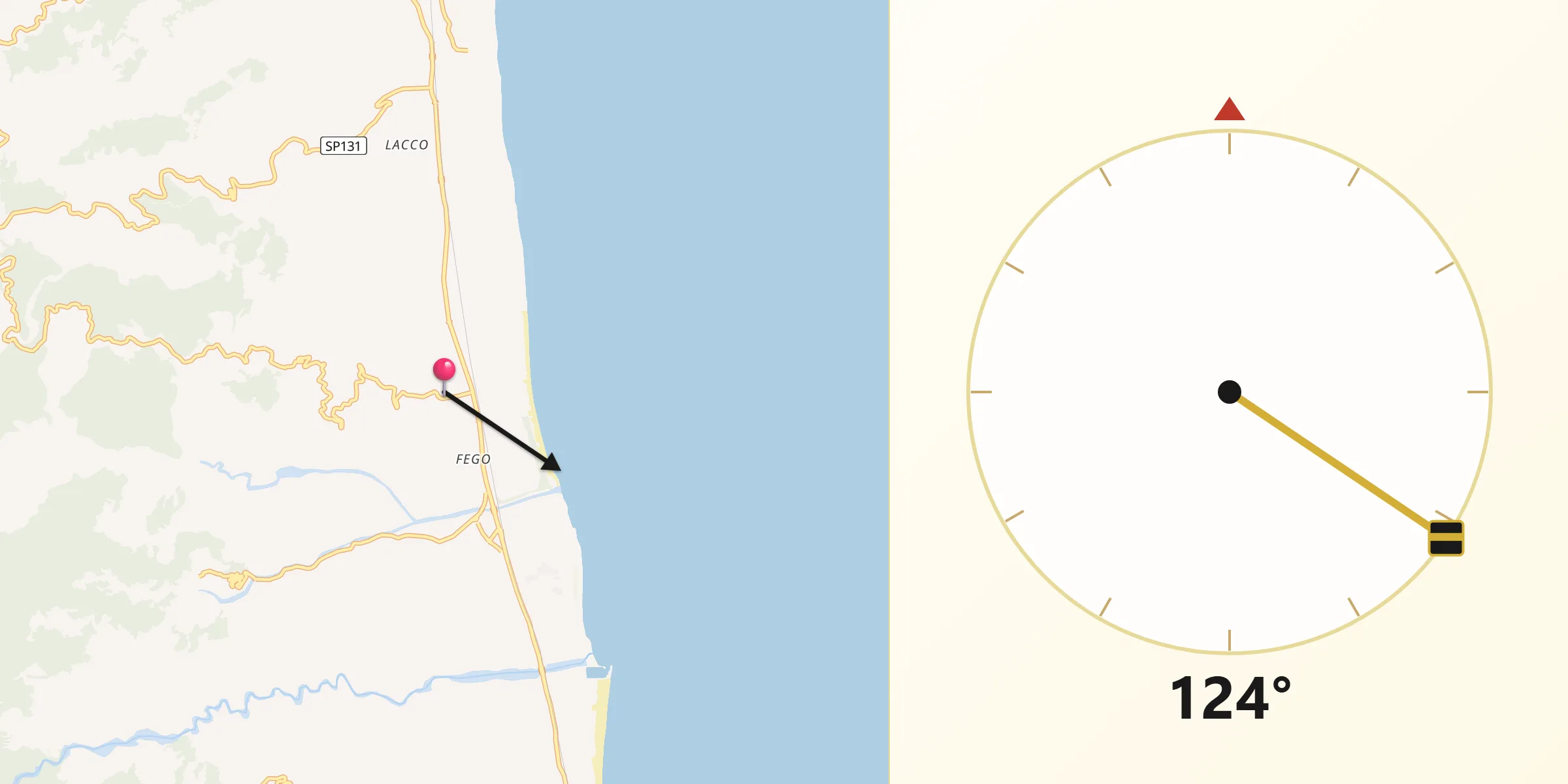 Direzione della Qibla da Sant'Andrea Ionio Marina
