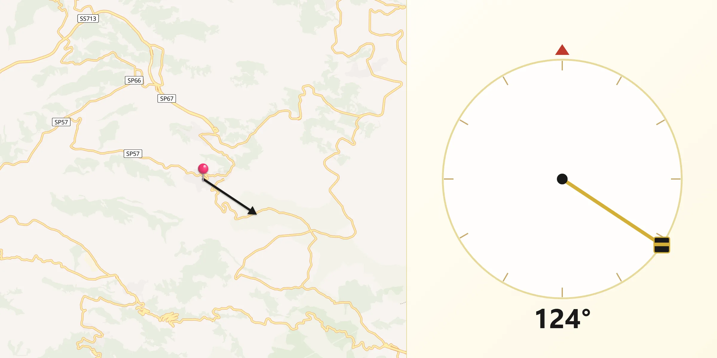 Direzione della Qibla da Pizzoni
