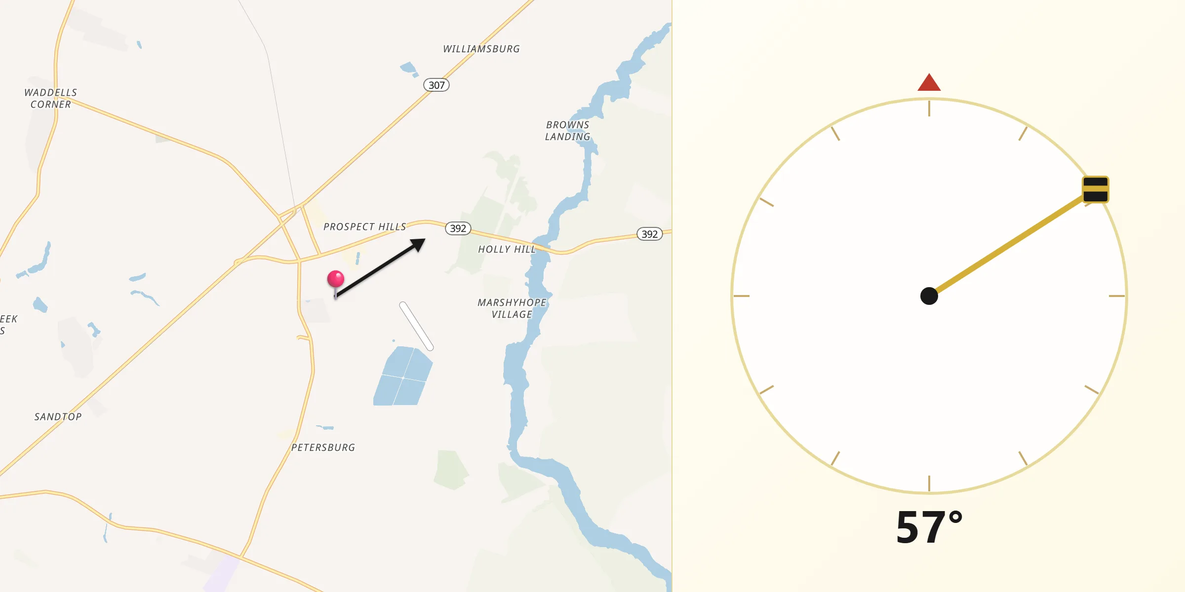 Qibla Direction from Hurlock