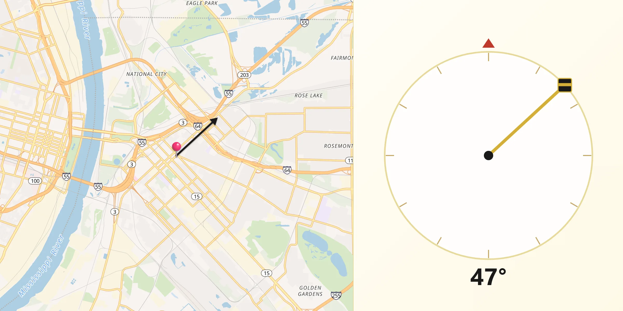 Qibla Direction from East Saint Louis