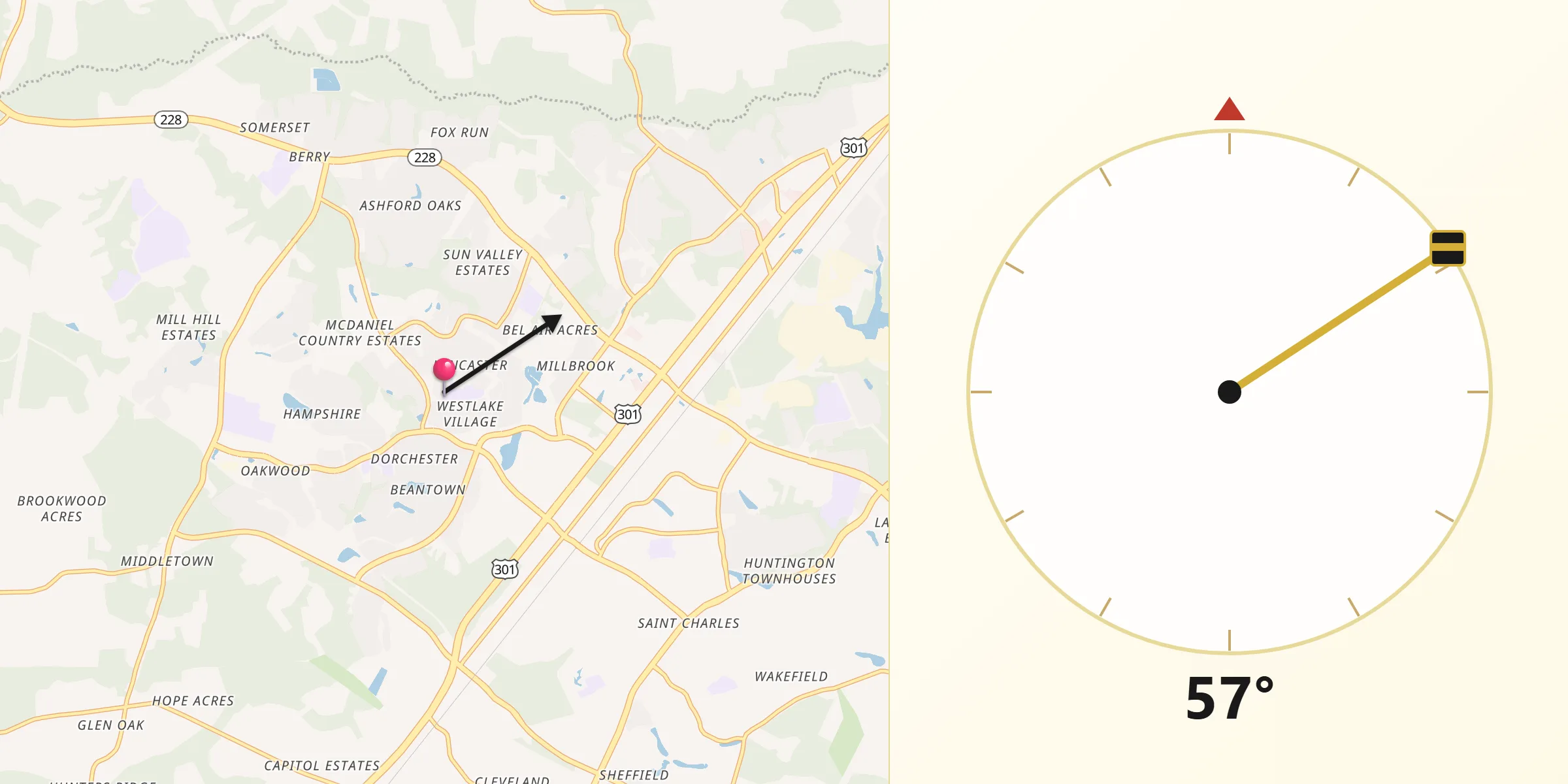 Qibla Direction from Waldorf