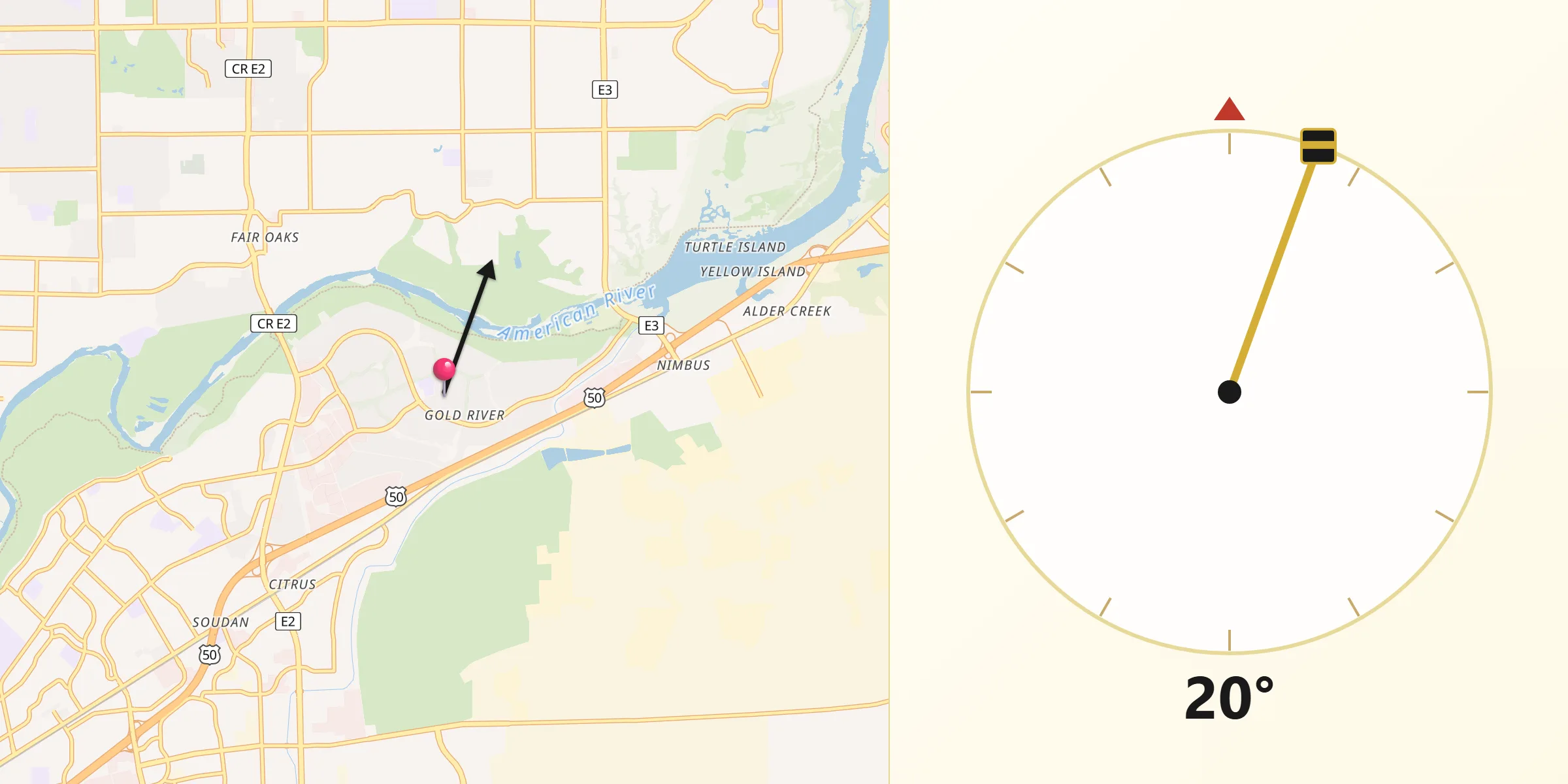 Qibla Direction from Gold River