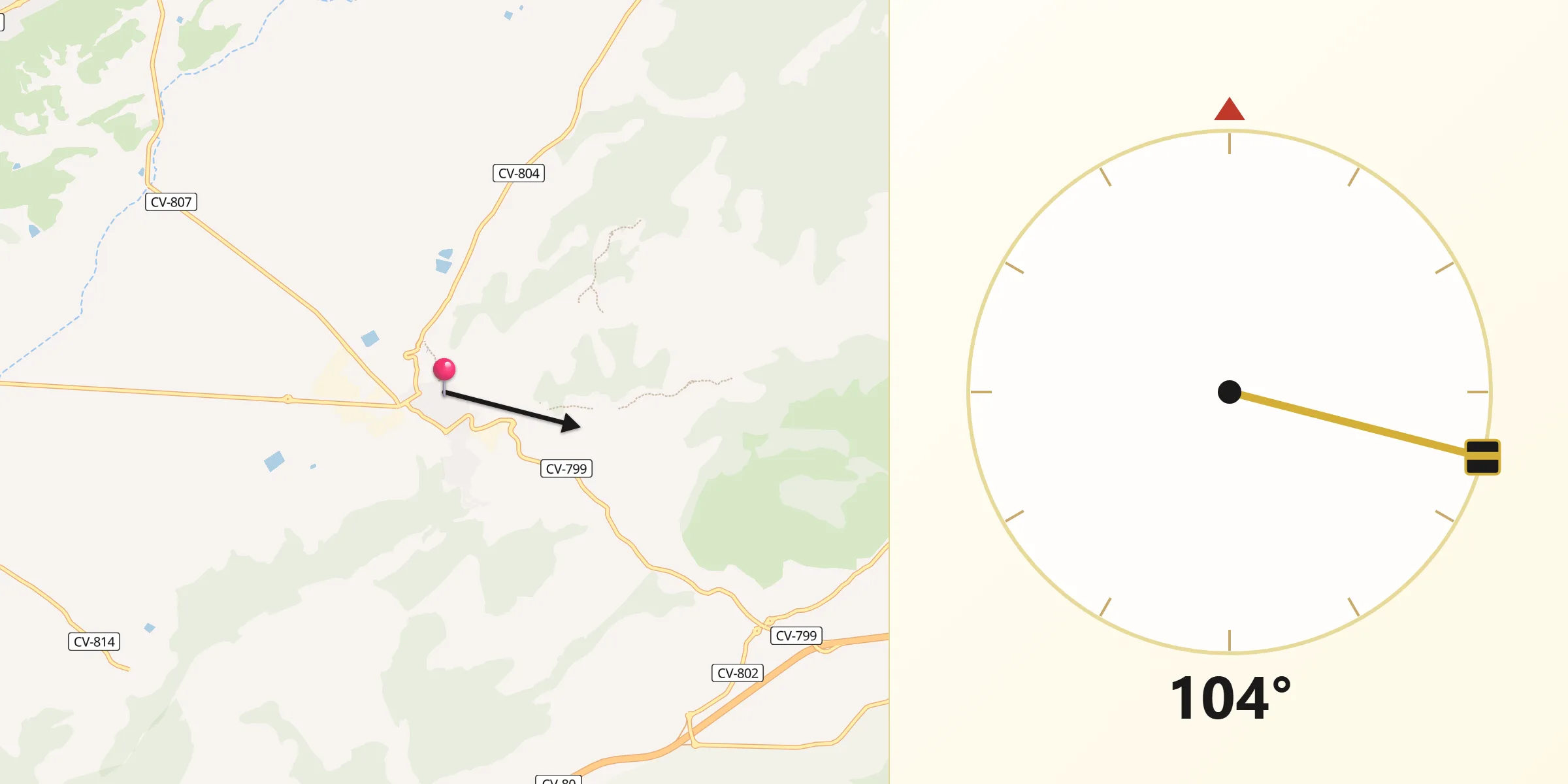 Dirección de la Qibla desde Biar