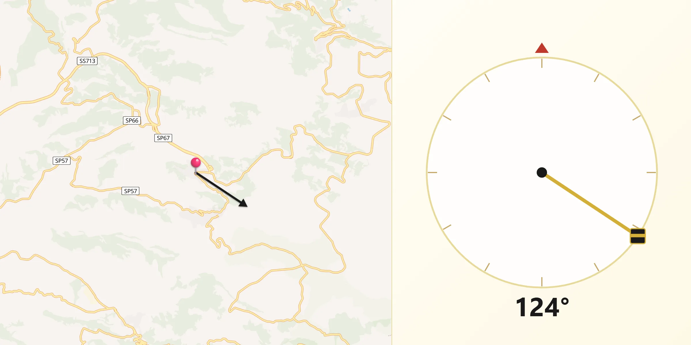 Direzione della Qibla da Vazzano
