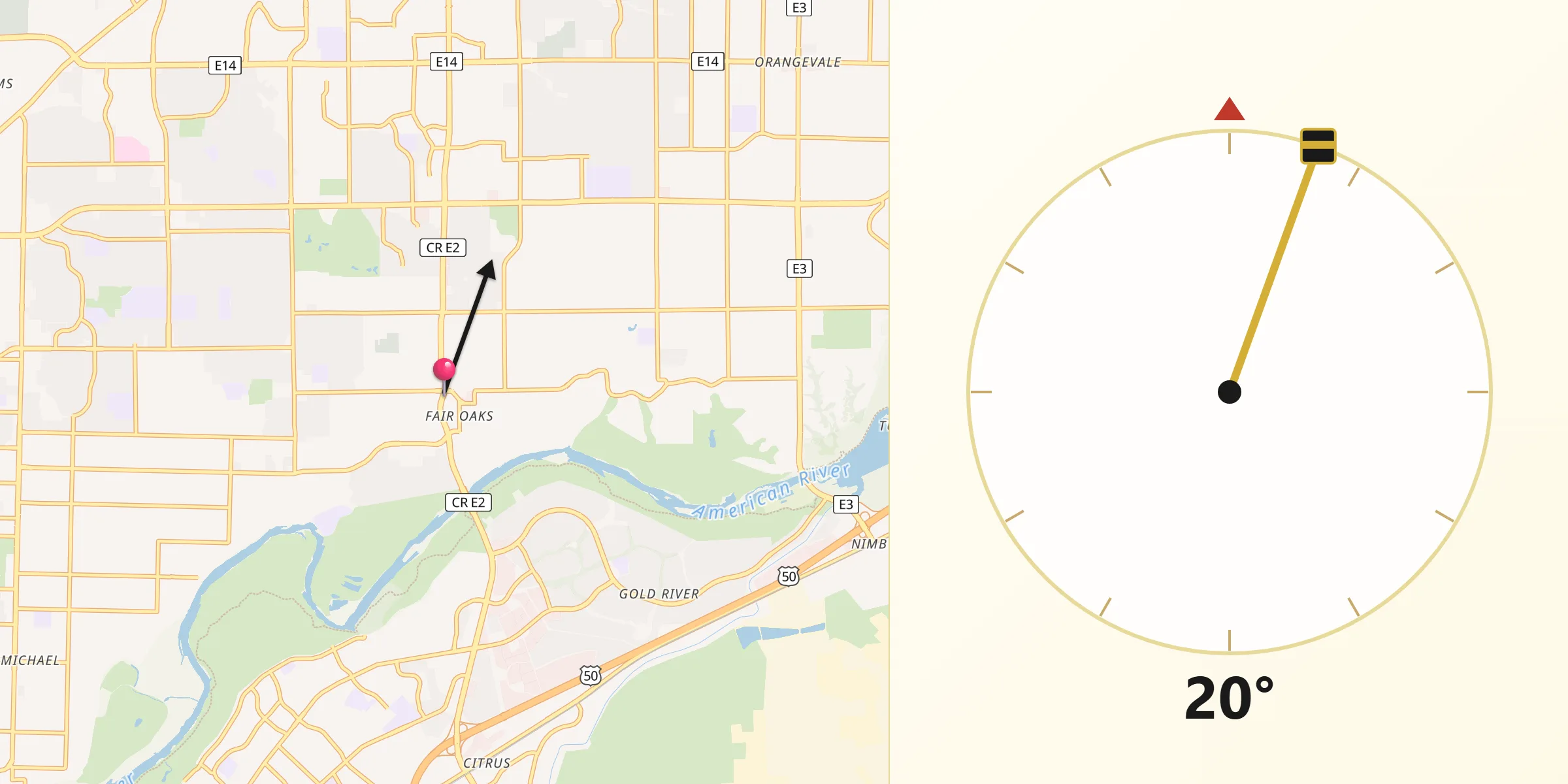 Qibla Direction from Fair Oaks