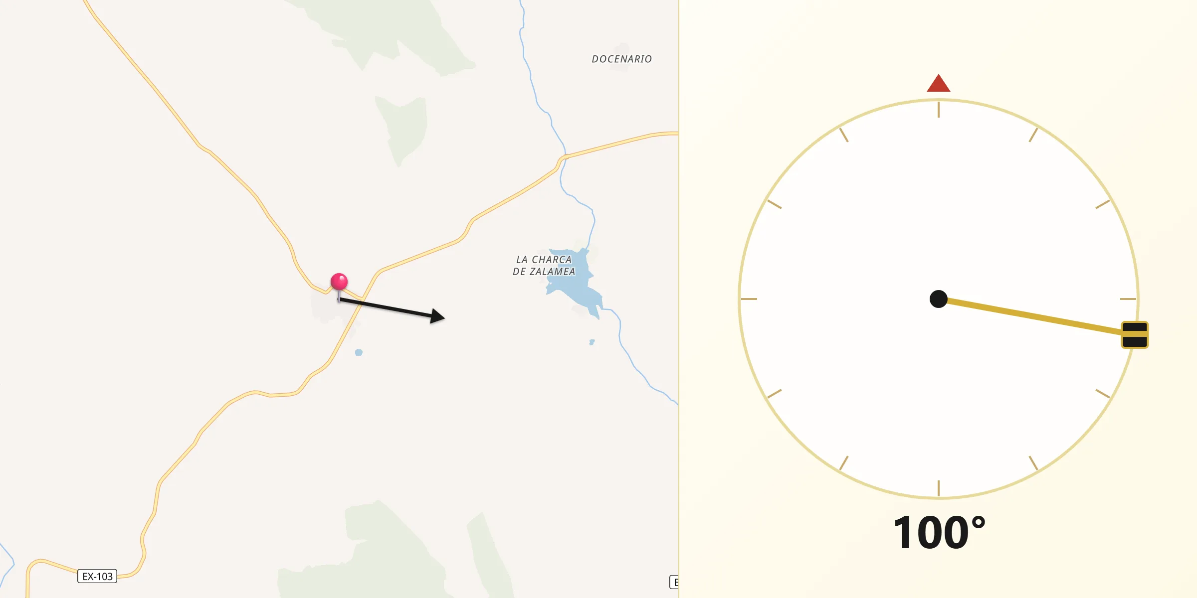 Dirección de la Qibla desde Higuera de la Serena