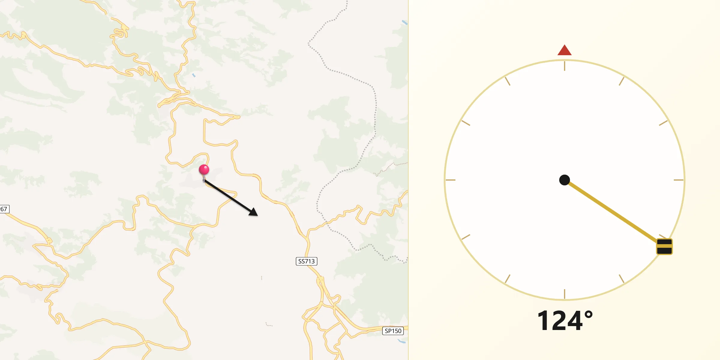 Direzione della Qibla da Vallelonga