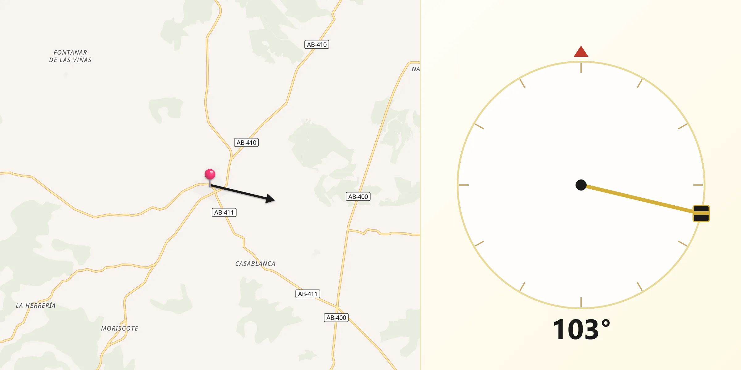 Dirección de la Qibla desde Alcadozo