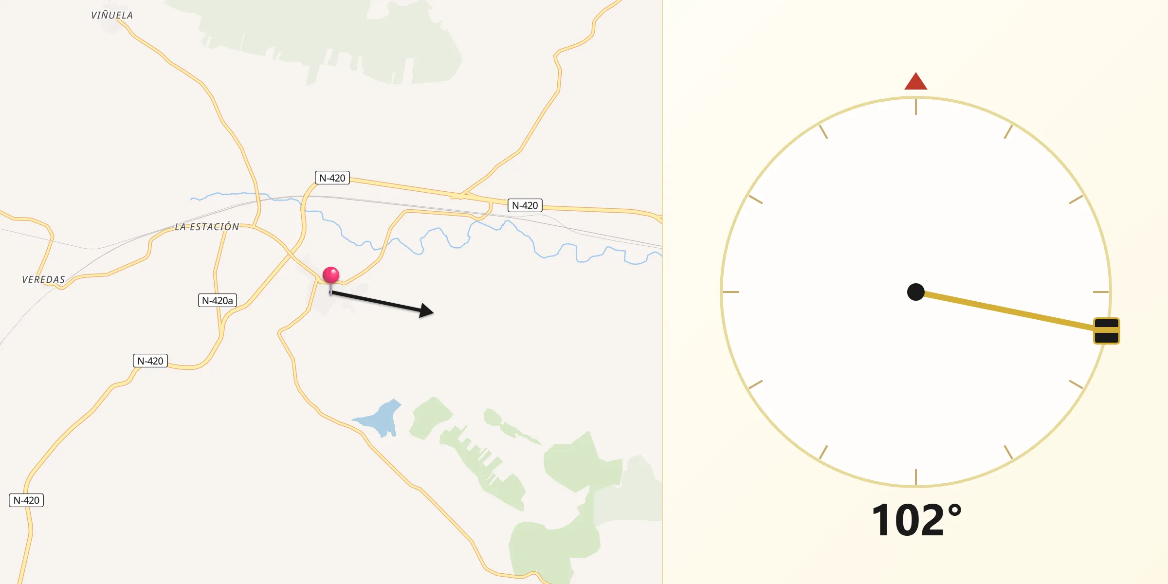 Dirección de la Qibla desde Brazatortas