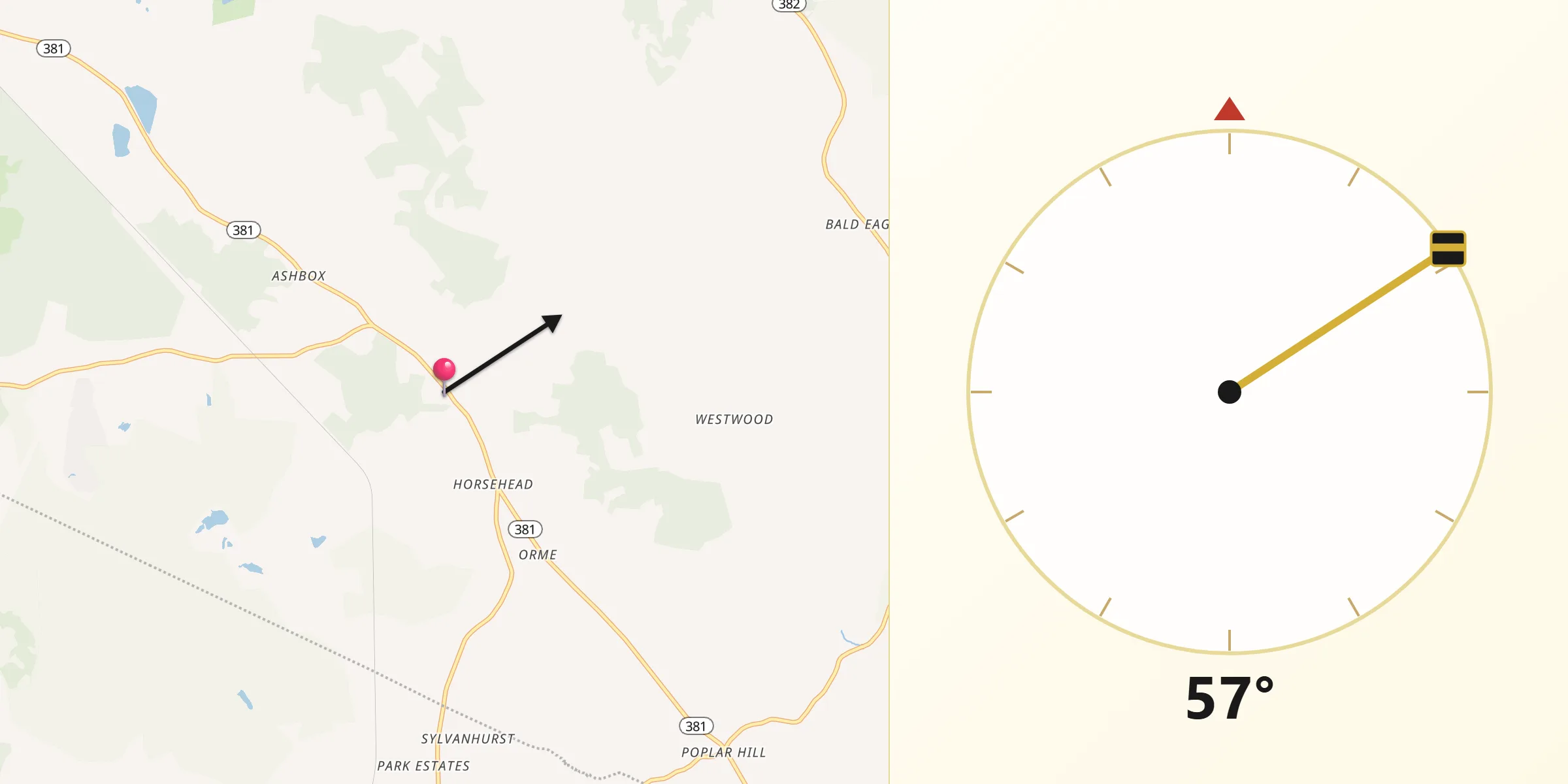 Qibla Direction from Baden