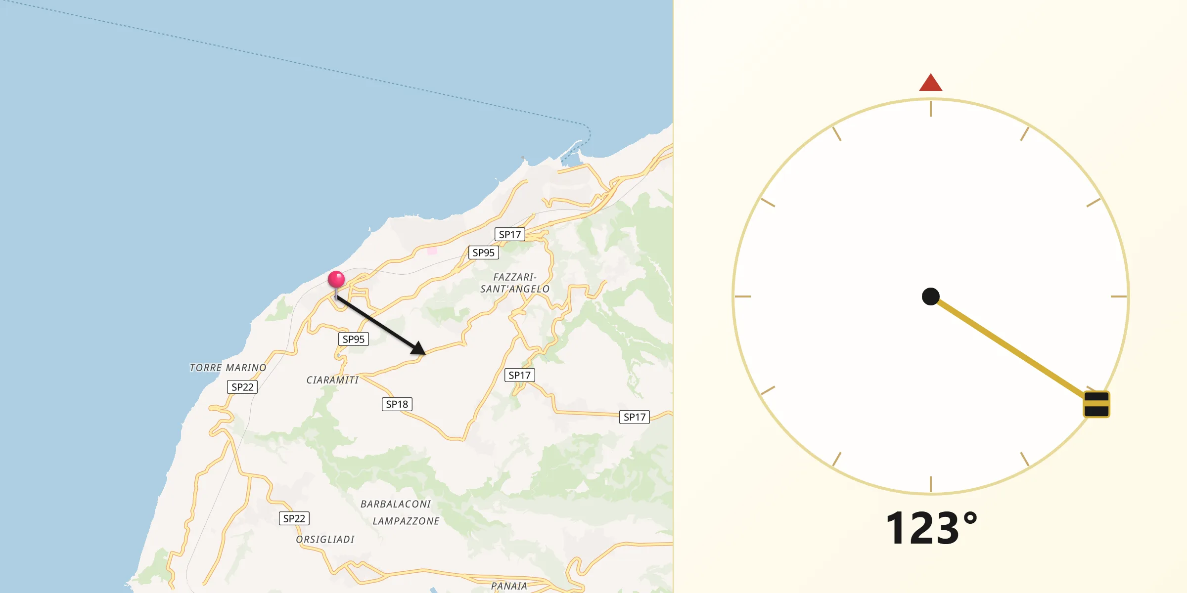 Direzione della Qibla da Santa Domenica