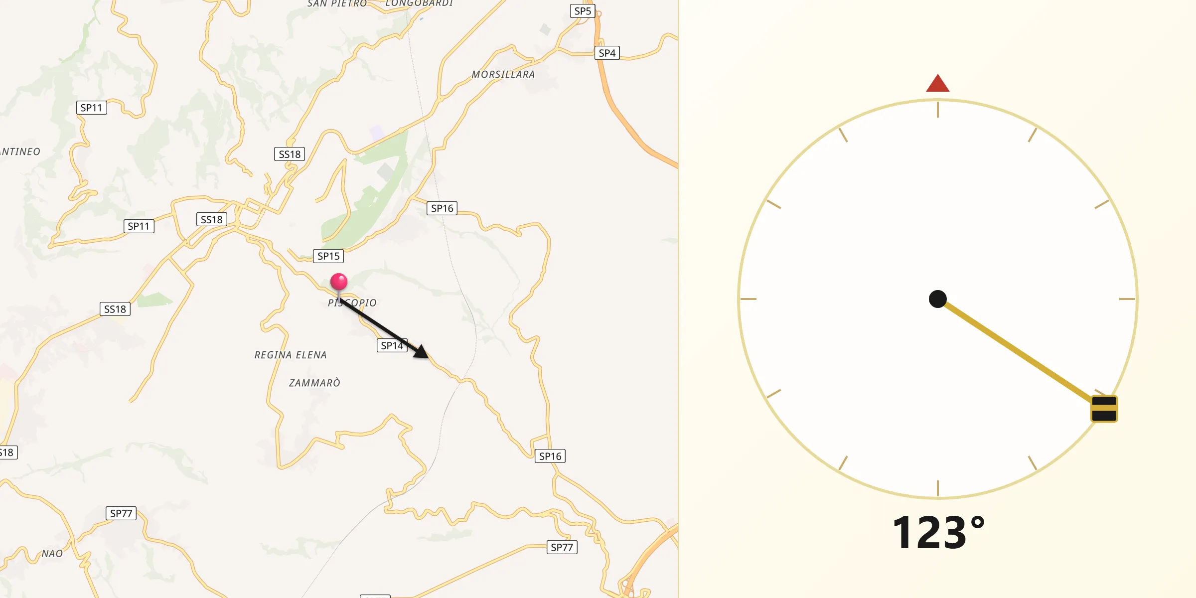 Direzione della Qibla da Piscopio