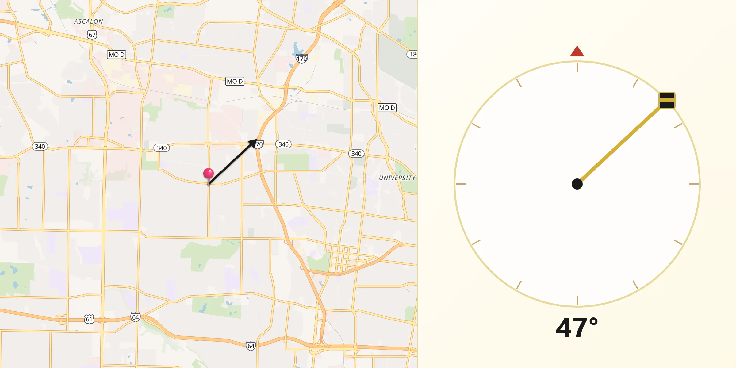 Qibla Direction from Olivette
