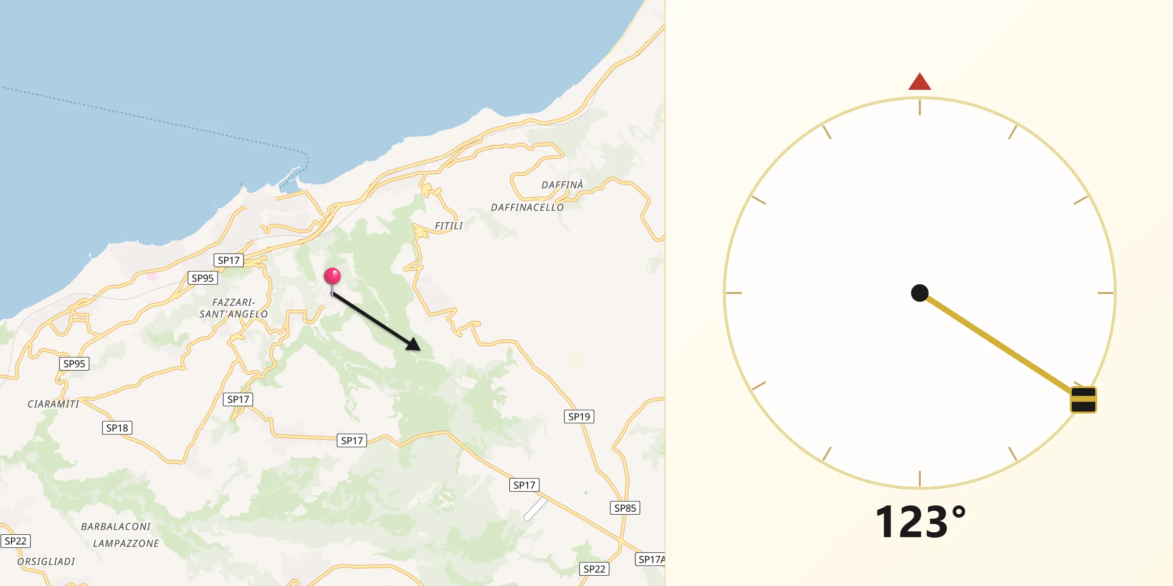 Direzione della Qibla da Drapia