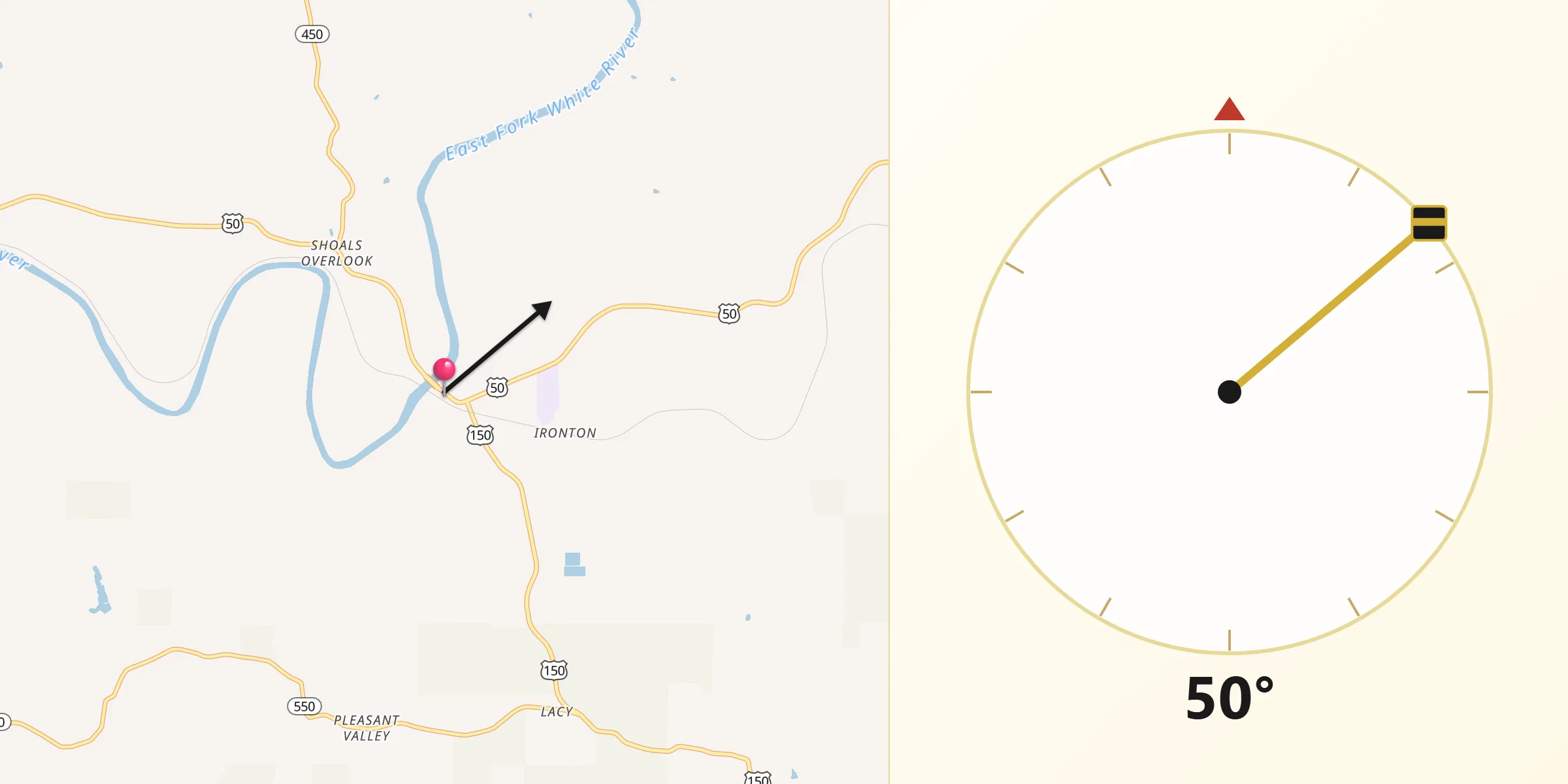 Qibla Direction from Shoals