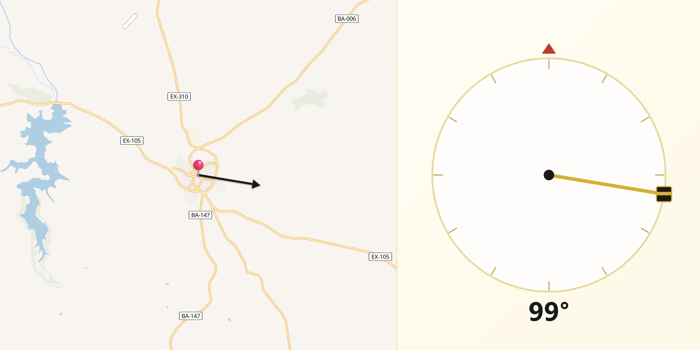 Dirección de la Qibla desde Valverde de Leganés