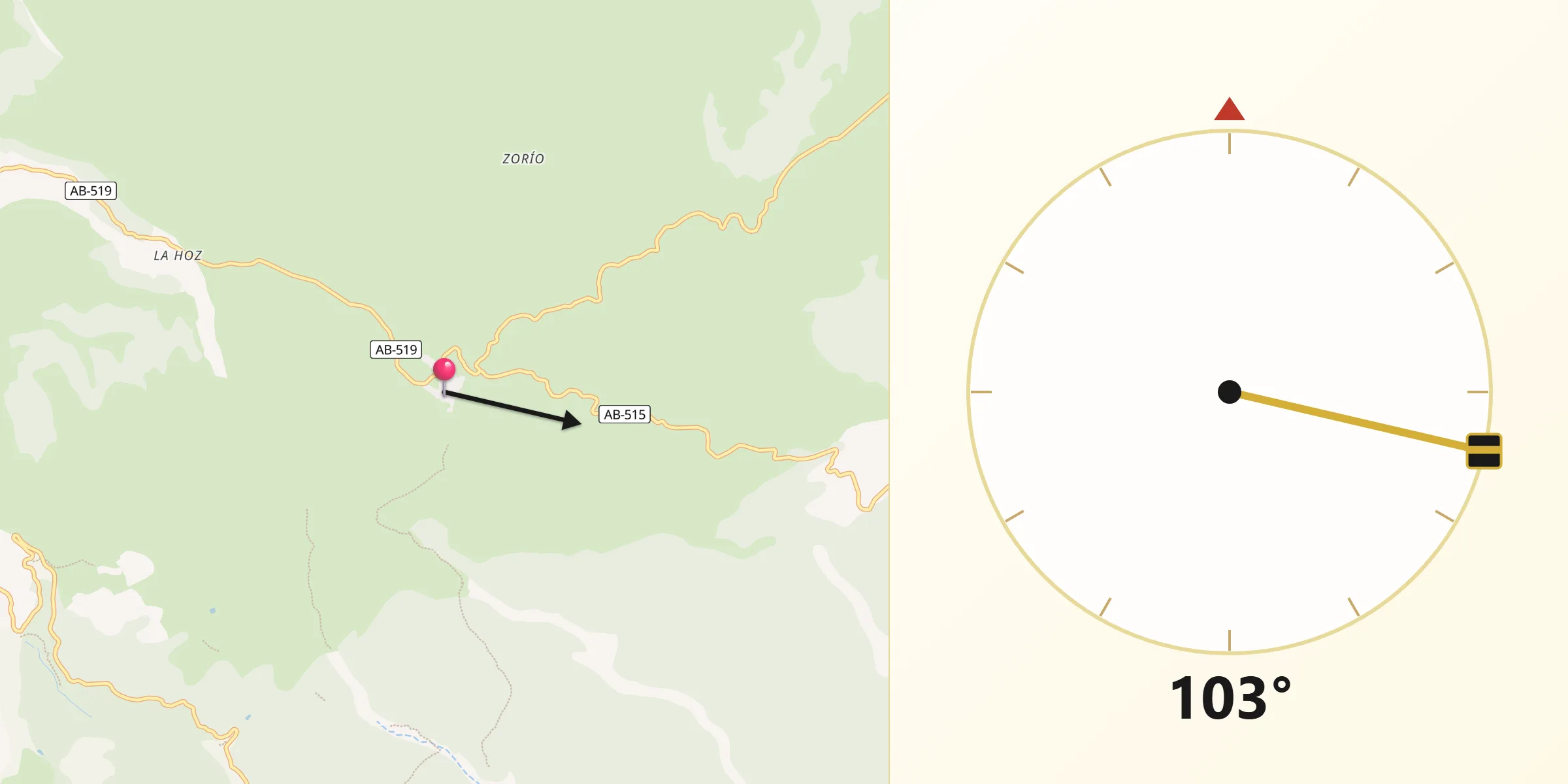 Dirección de la Qibla desde Peñascosa