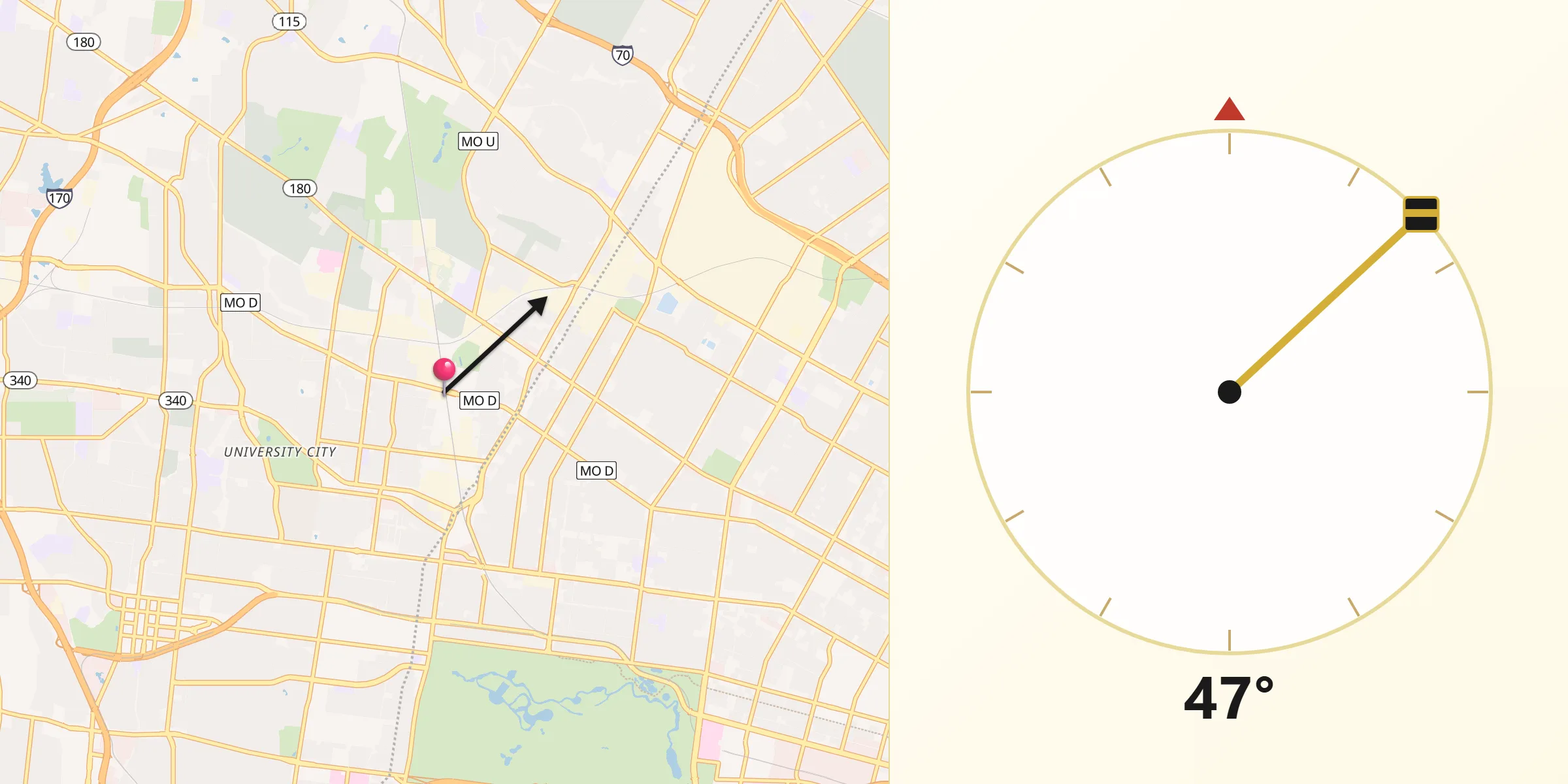 Qibla Direction from Wellston