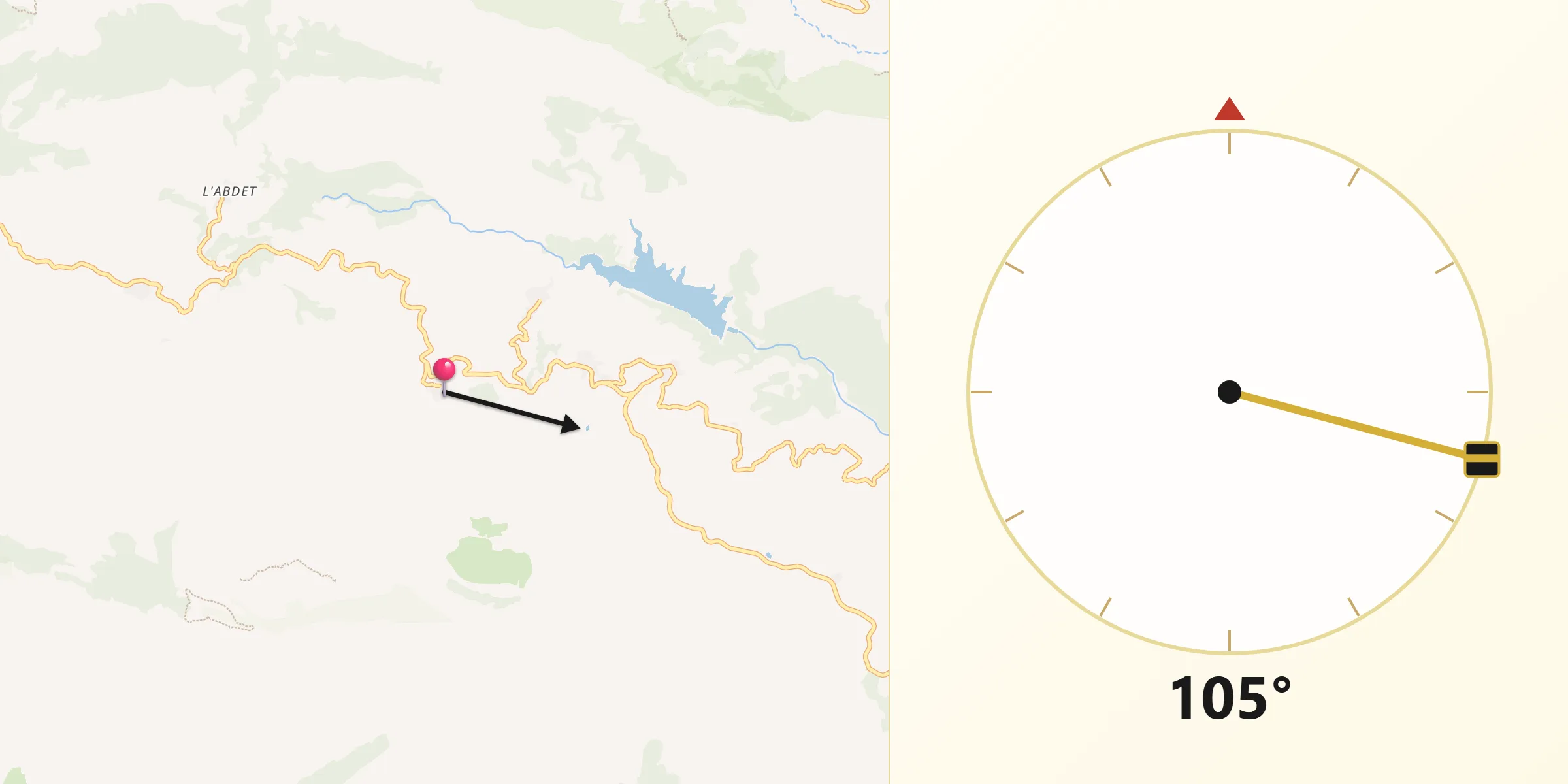 Dirección de la Qibla desde Benifato