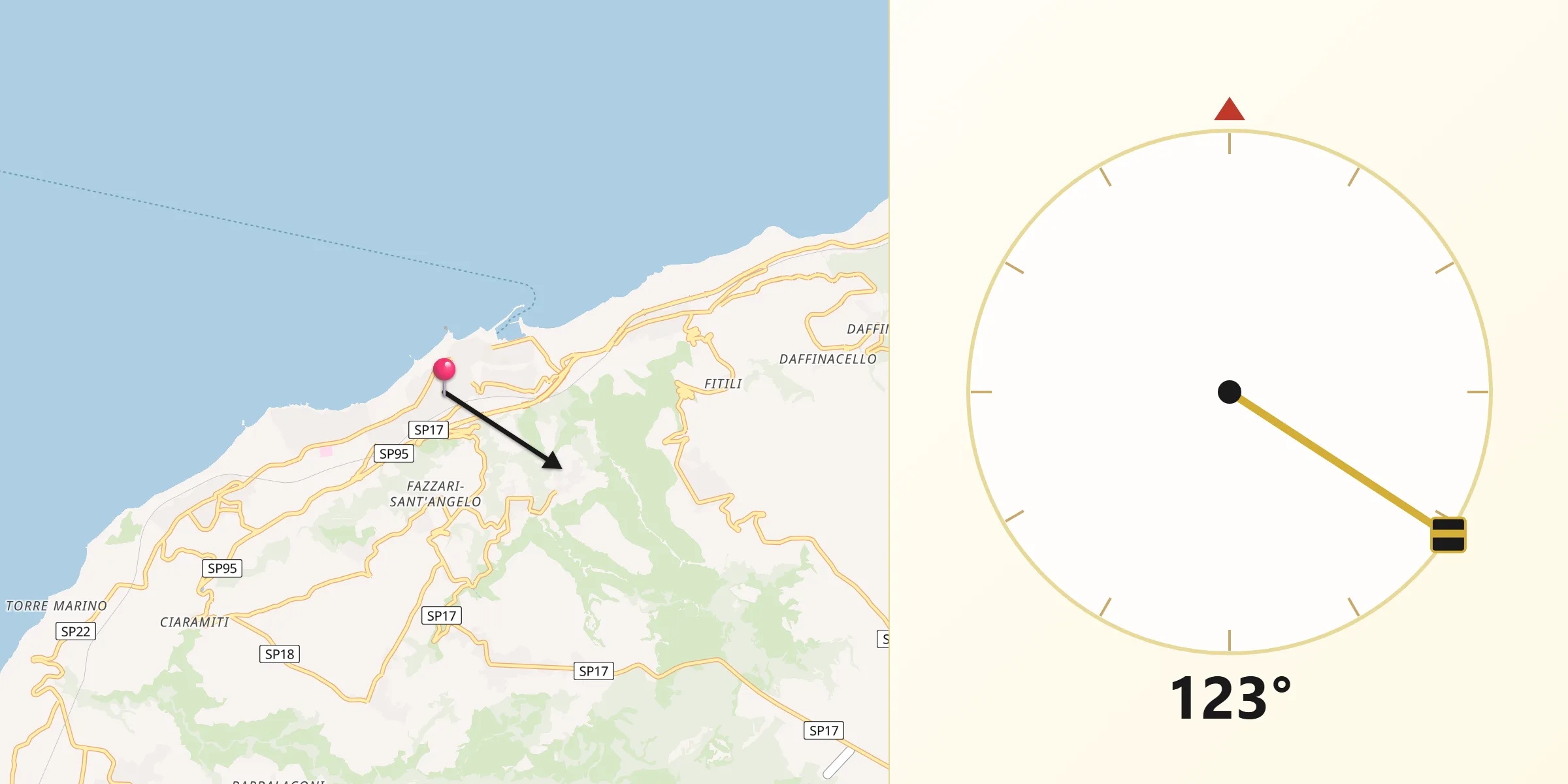 Direzione della Qibla da Tropea