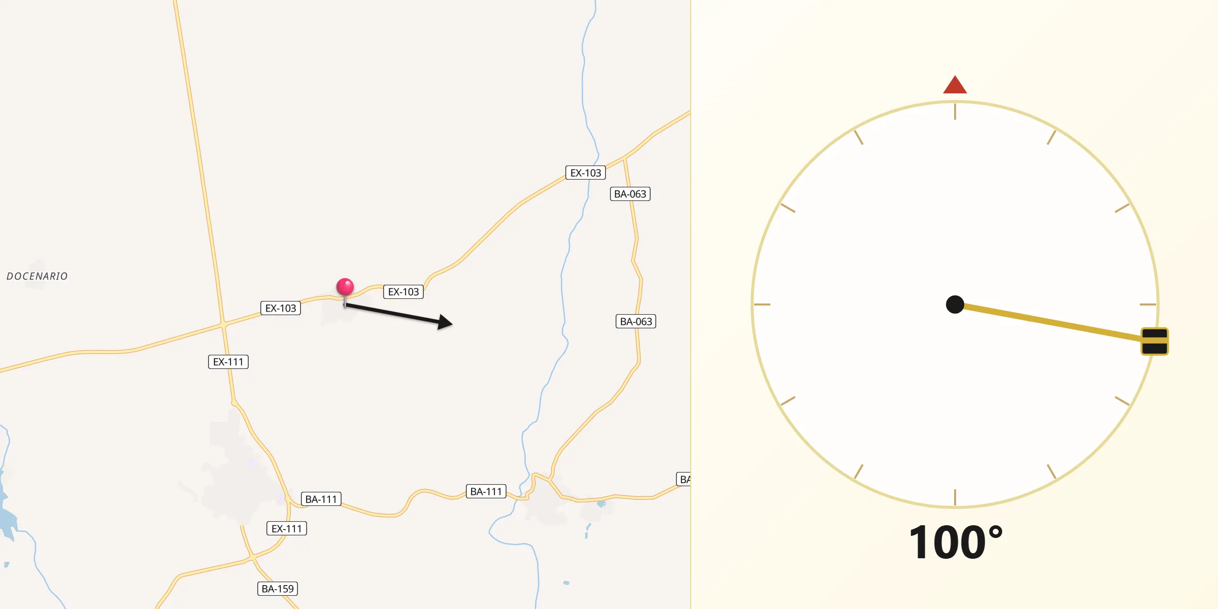 Dirección de la Qibla desde Malpartida de la Serena