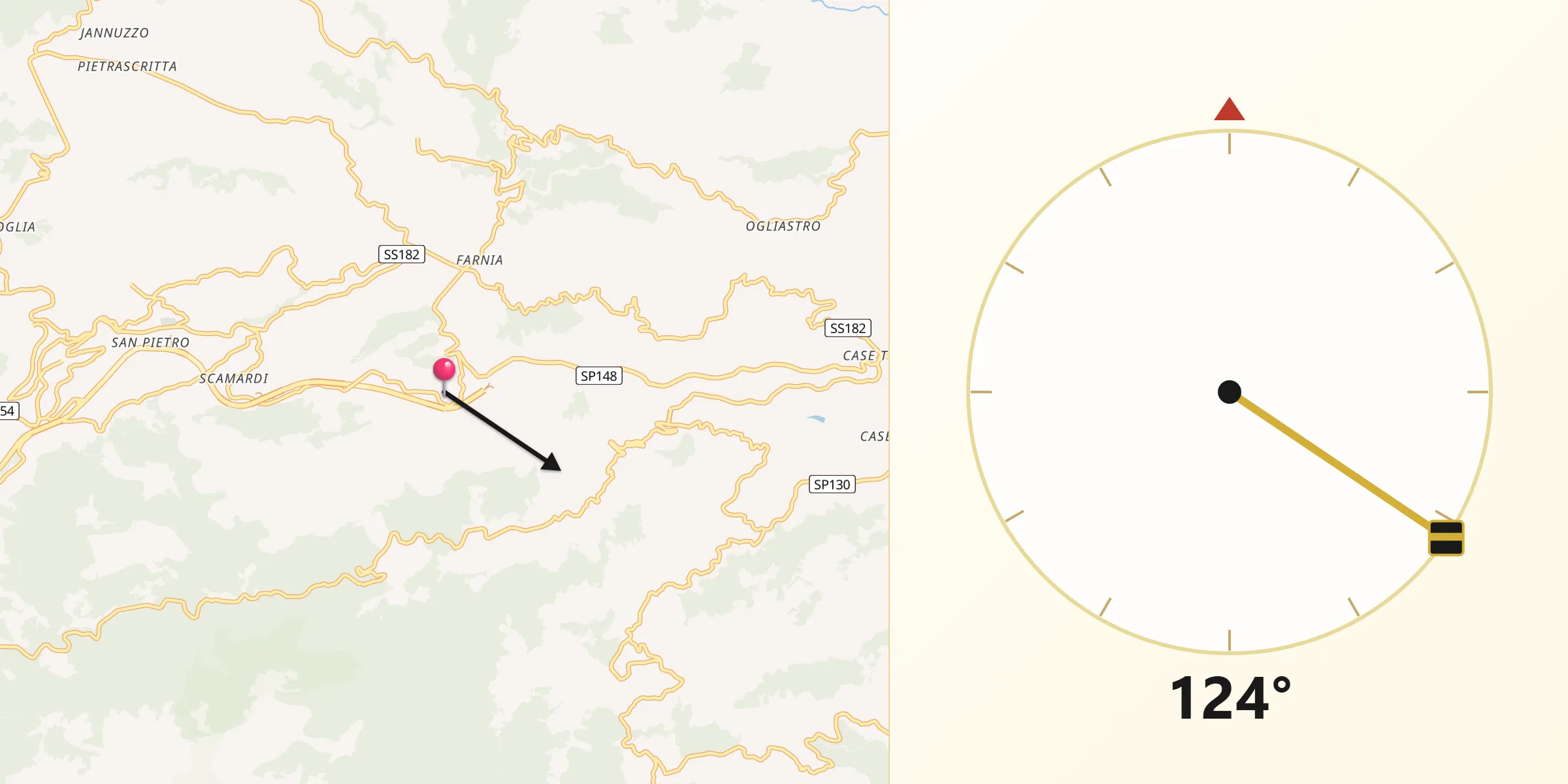 Direzione della Qibla da Gagliato
