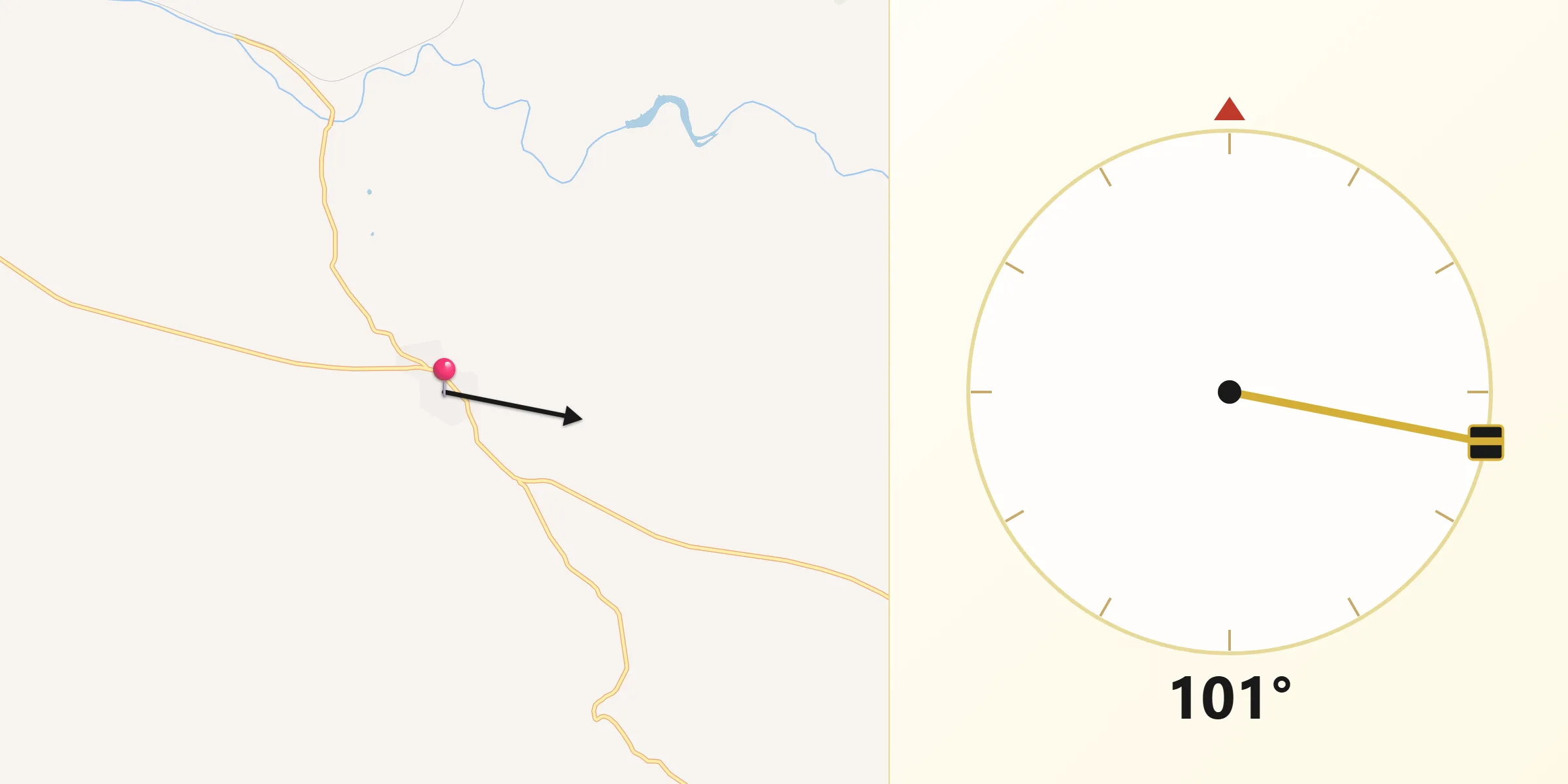 Dirección de la Qibla desde Alamillo