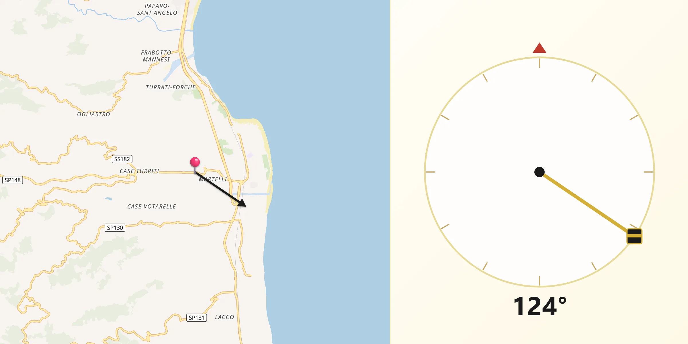 Direzione della Qibla da Martelli-Laganosa