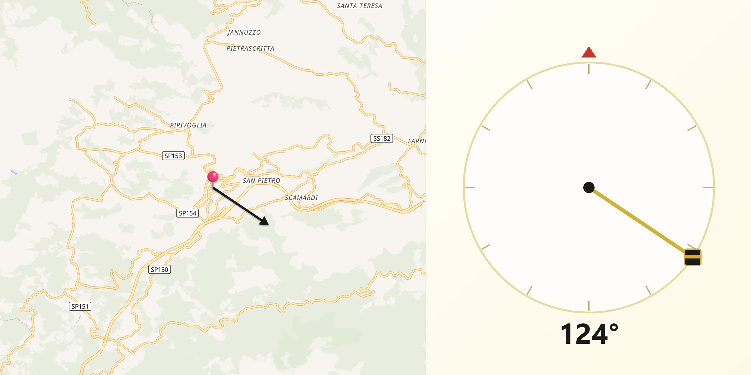 Direzione della Qibla da Chiaravalle Centrale