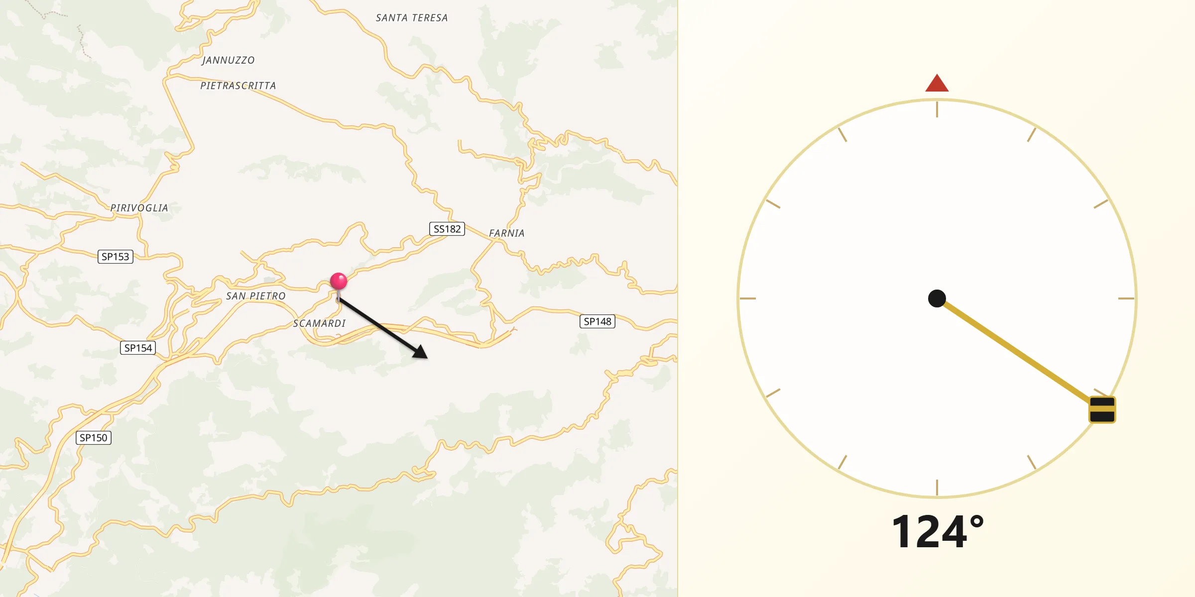 Direzione della Qibla da Argusto
