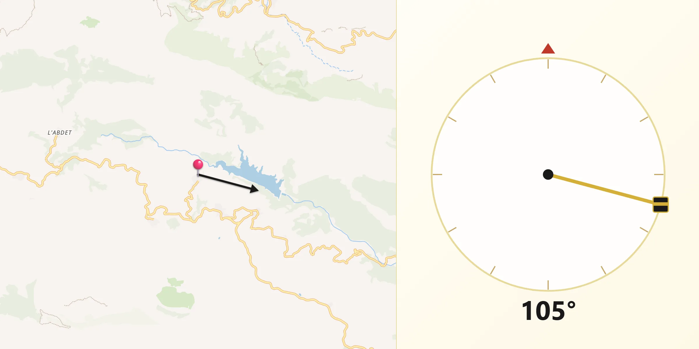 Dirección de la Qibla desde Beniardá