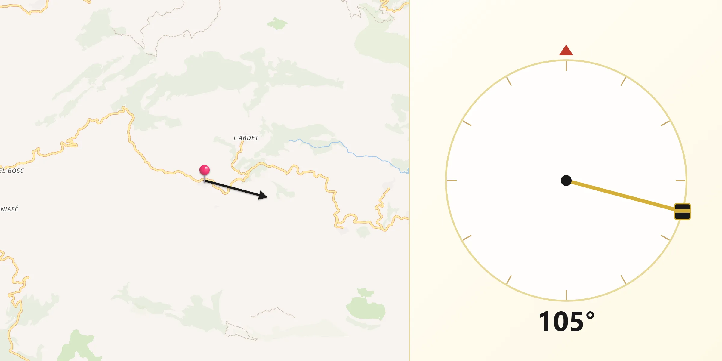 Dirección de la Qibla desde Confrides