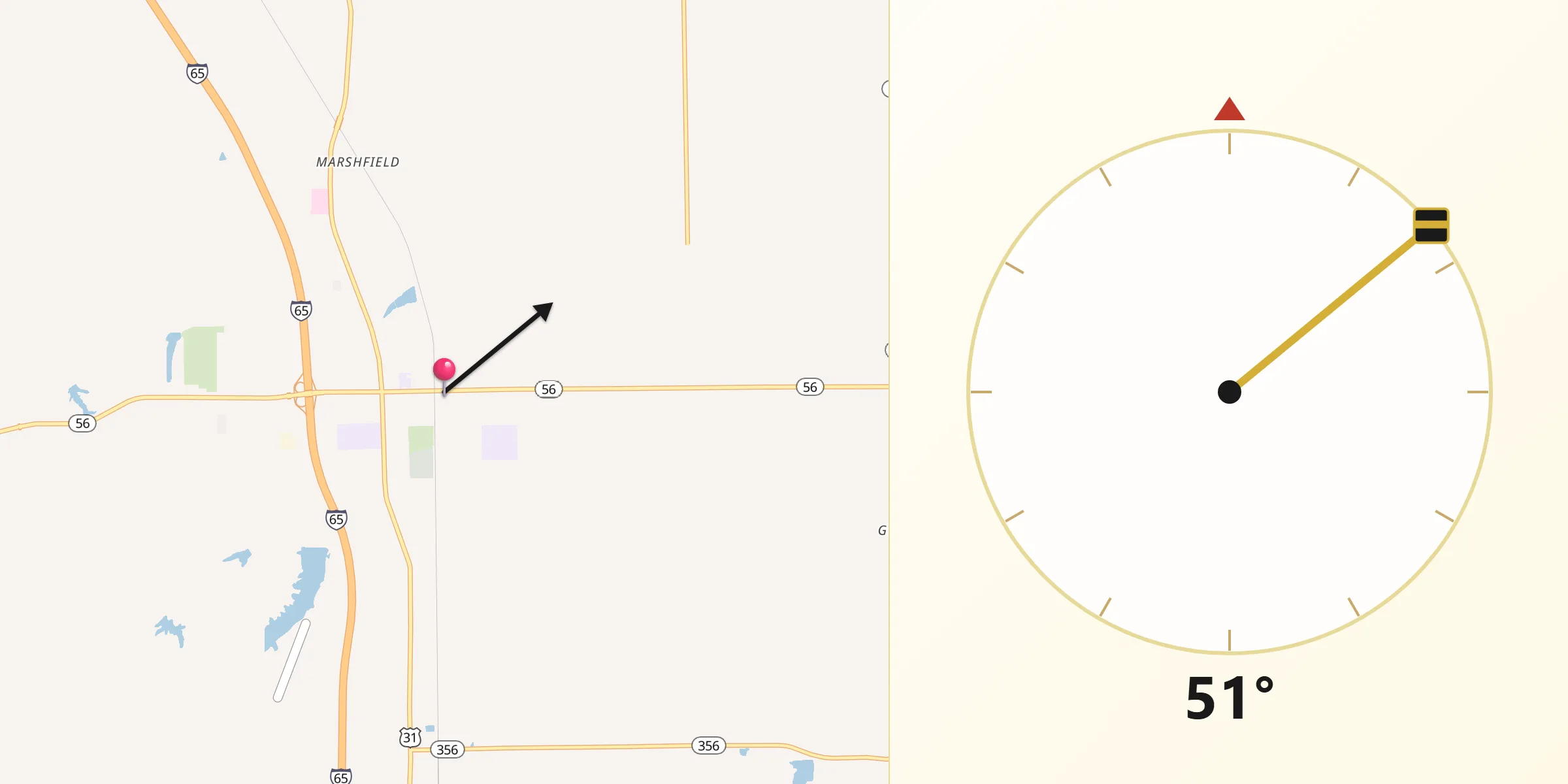 Qibla Direction from Scottsburg