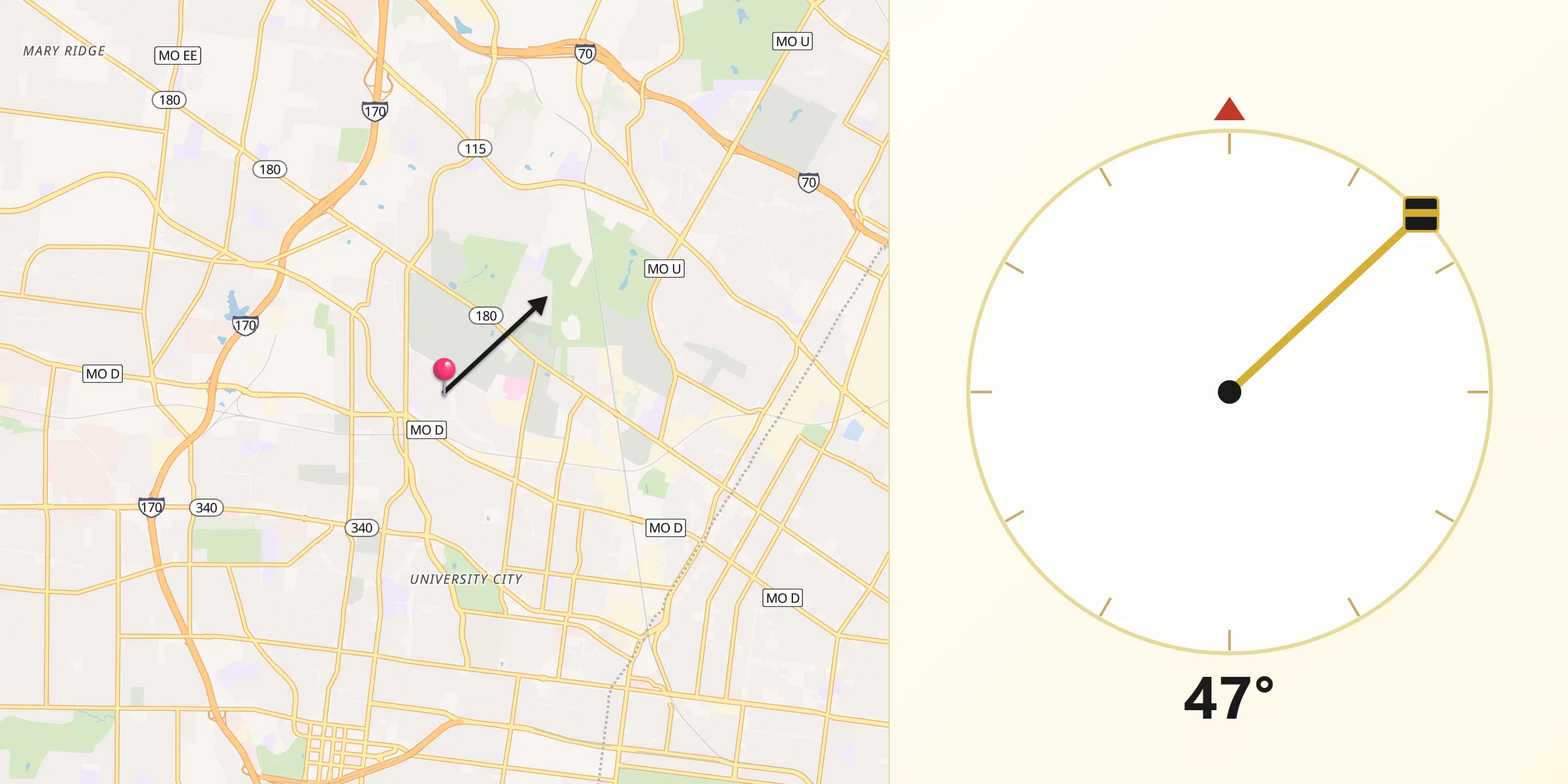 Qibla Direction from Hanley Hills