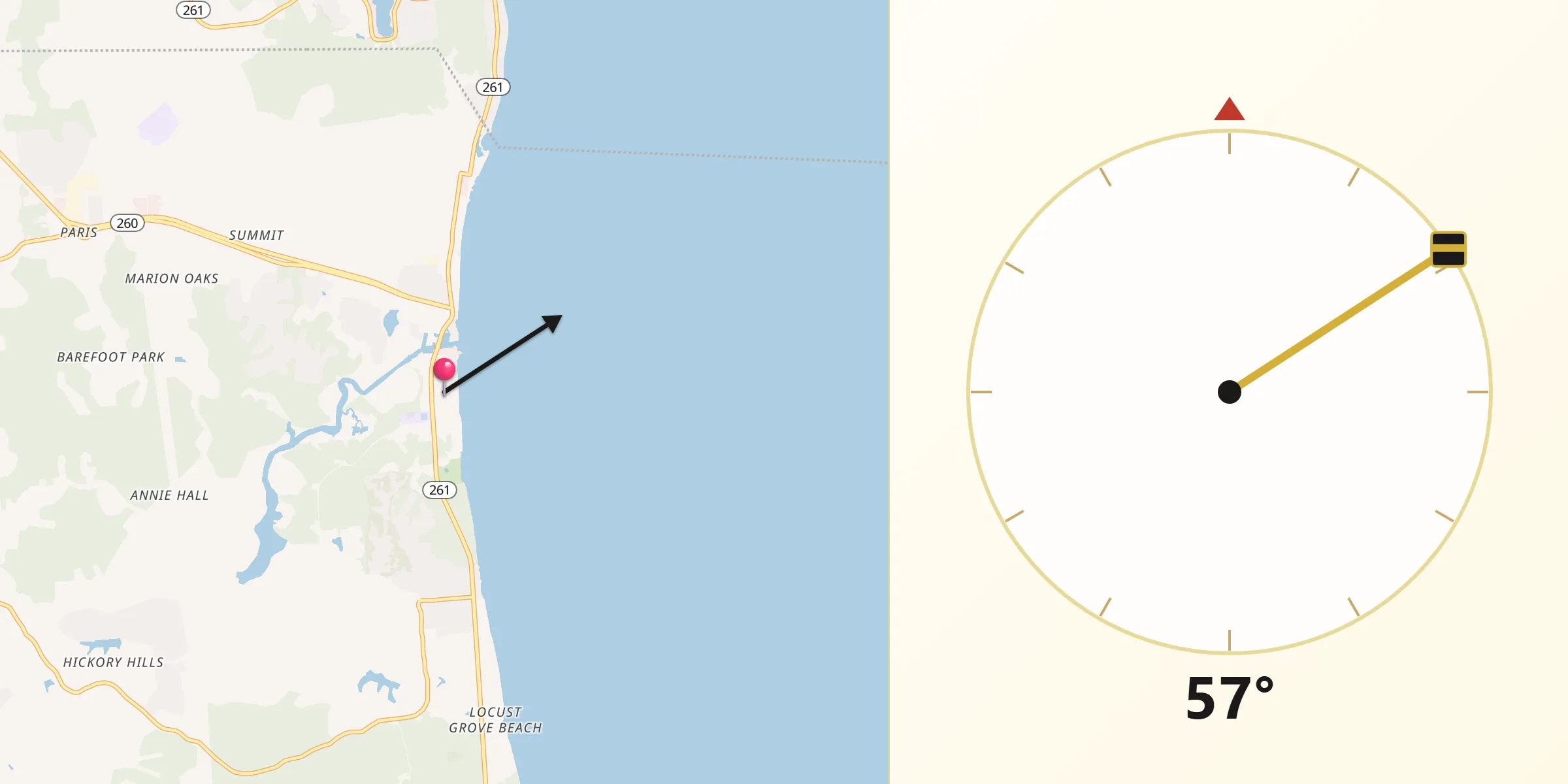 Qibla Direction from Chesapeake Beach