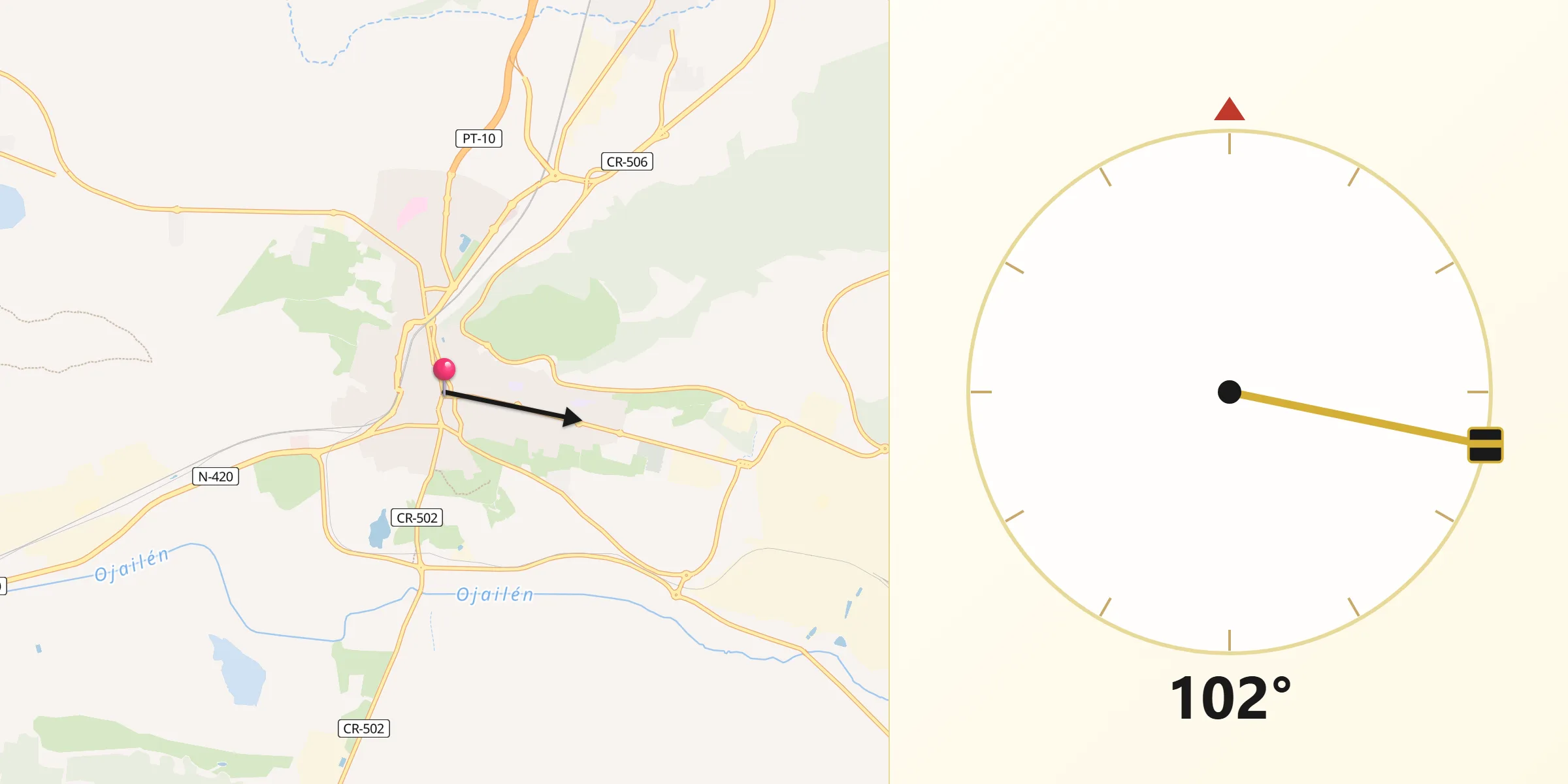 Dirección de la Qibla desde Puertollano