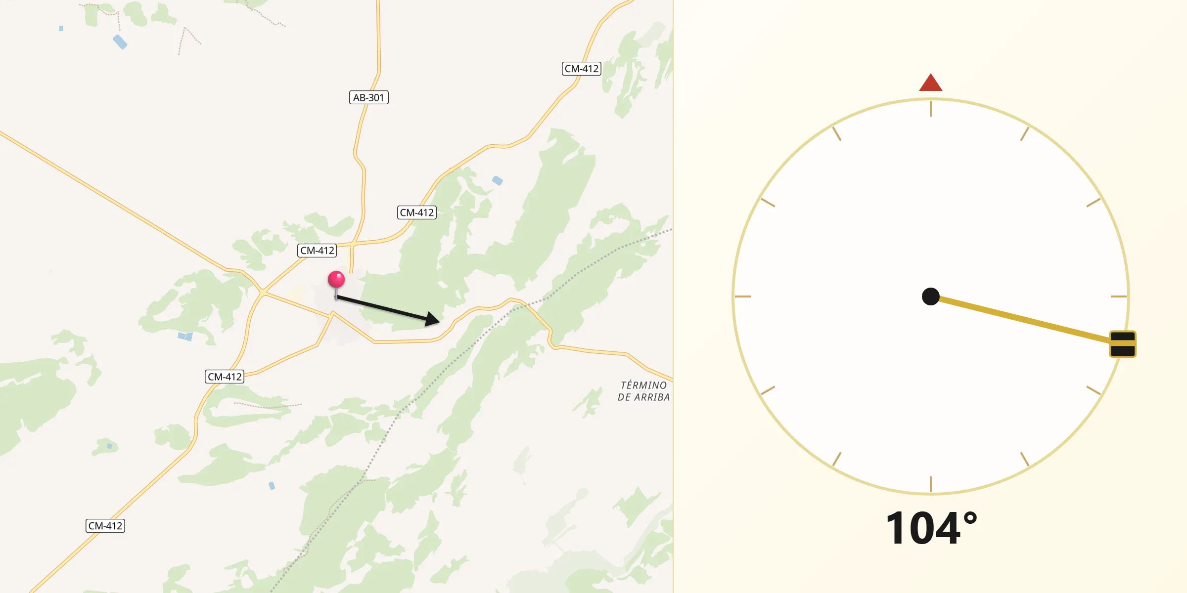 Dirección de la Qibla desde Fuente-Álamo